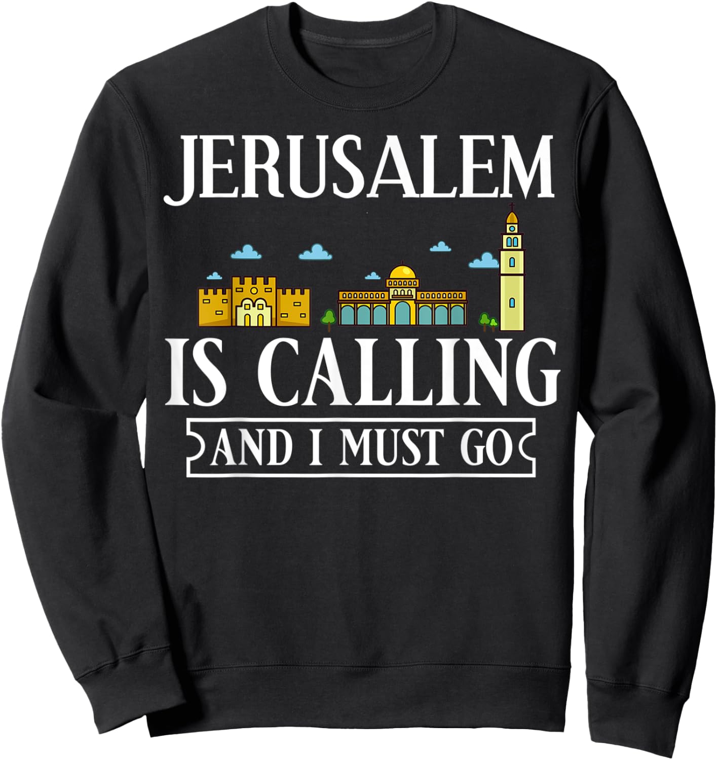 Jerusalem Israel City Skyline Map Travel Sweatshirt - Sweatshirt | Black