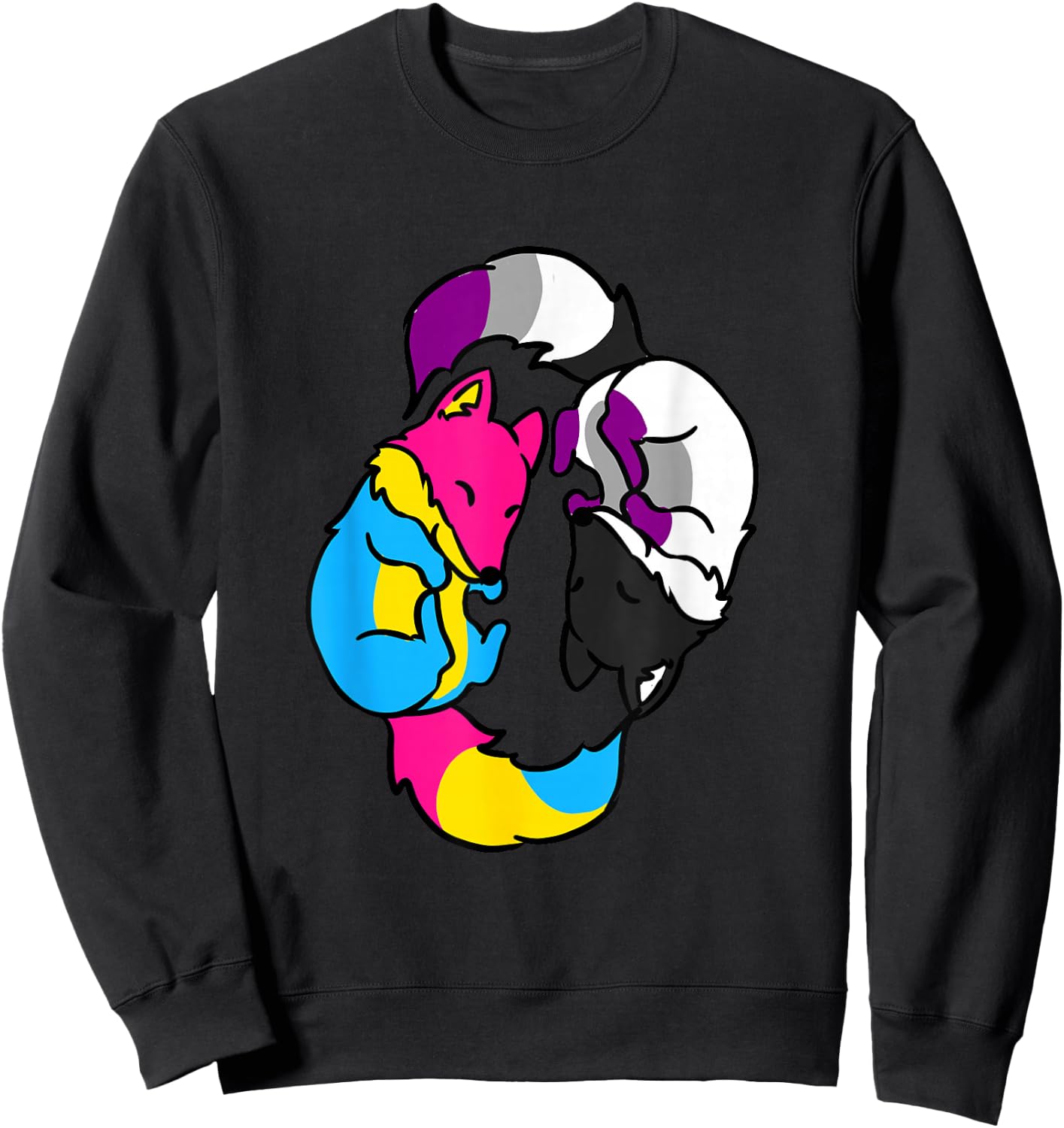 Yin Yang Foxes Demipansexual Flag Sweatshirt - Sweatshirt | Black