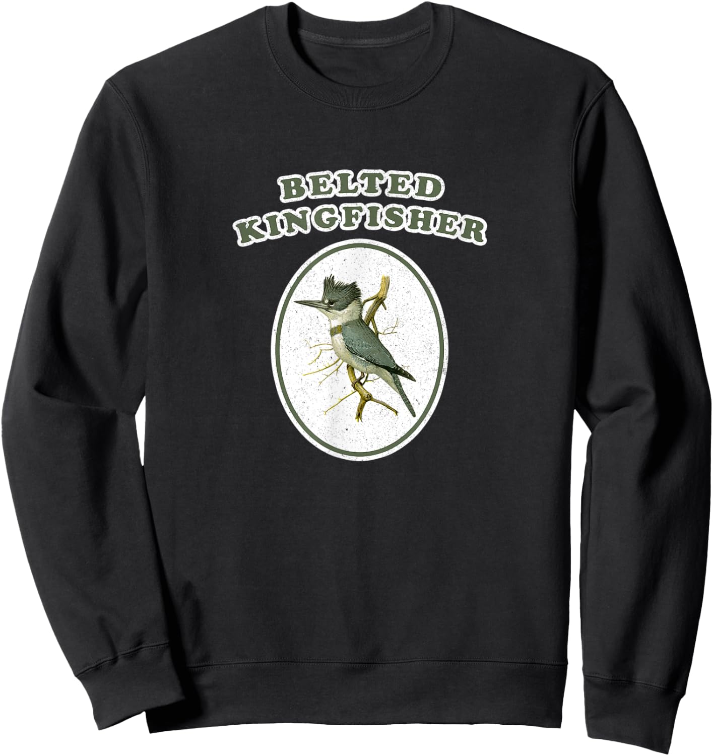 Retro Belted Kingfisher Vintage Bird Sweatshirt - Sweatshirt | Black