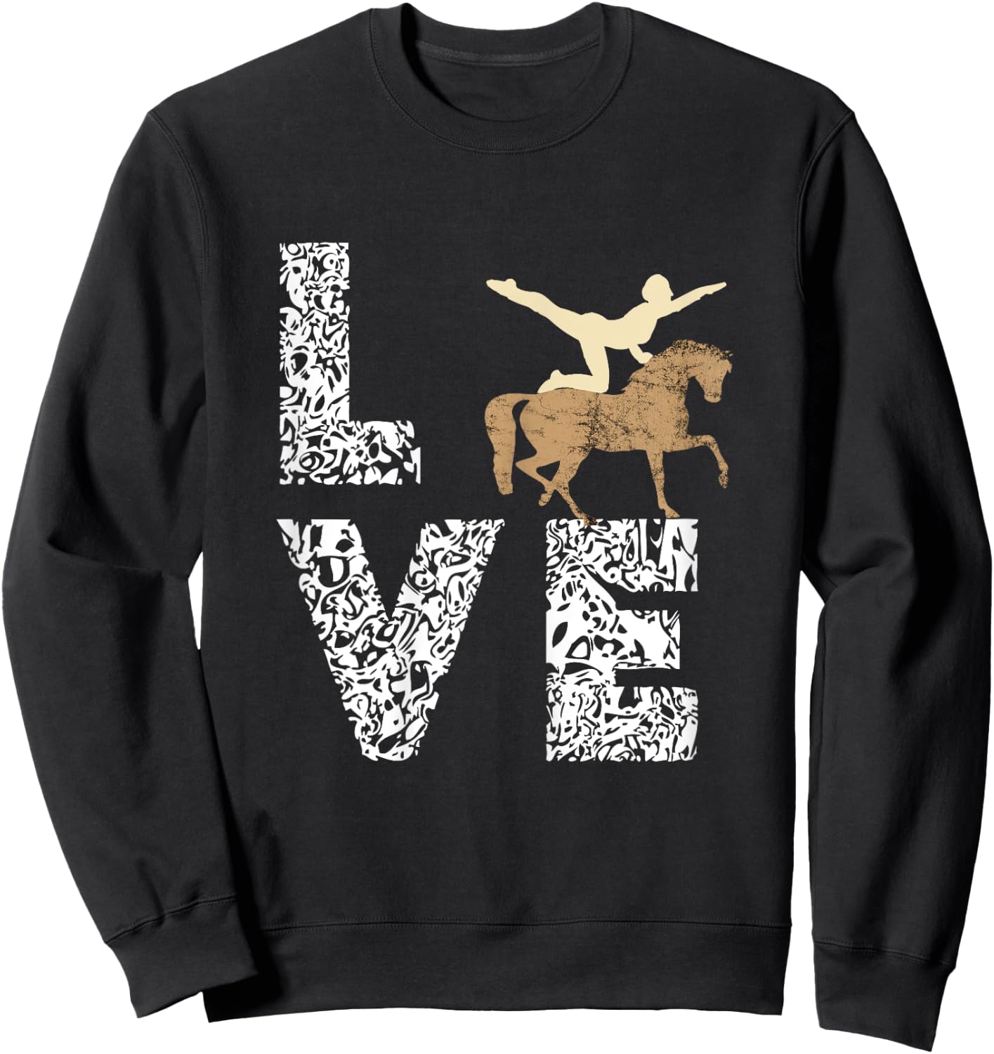 Pferdesport Reitsport Pferdenarr Vaulting Horses Acrobatics Gymnastics - Women's X-Small Black Short Sleeve Classic Fit Horse Riding Sweatshirt - Sweatshirt | Black