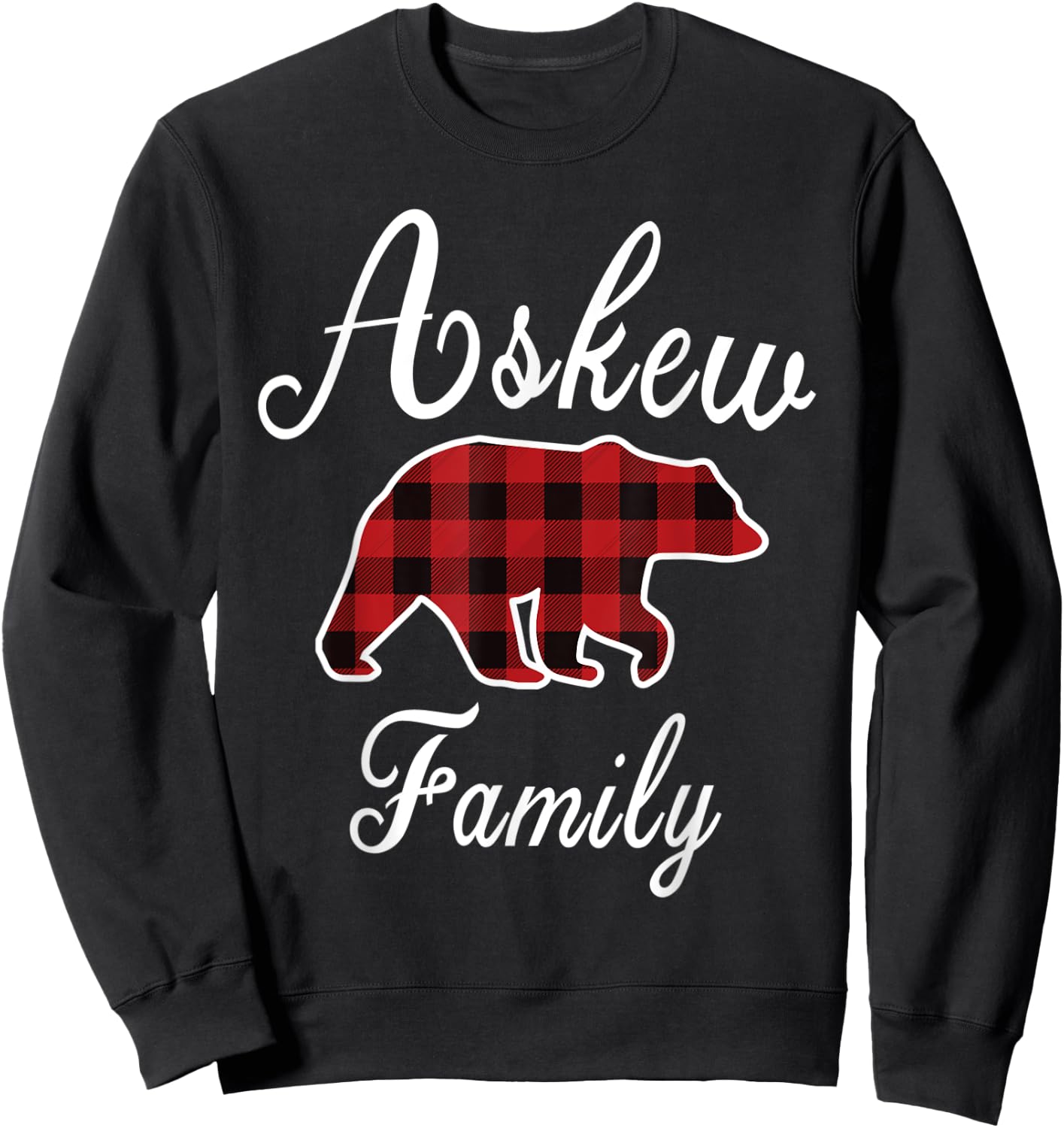 ASKEW Family Bear Red Plaid Christmas Pajama Men Women Gift Sweatshirt - Sweatshirt | Black