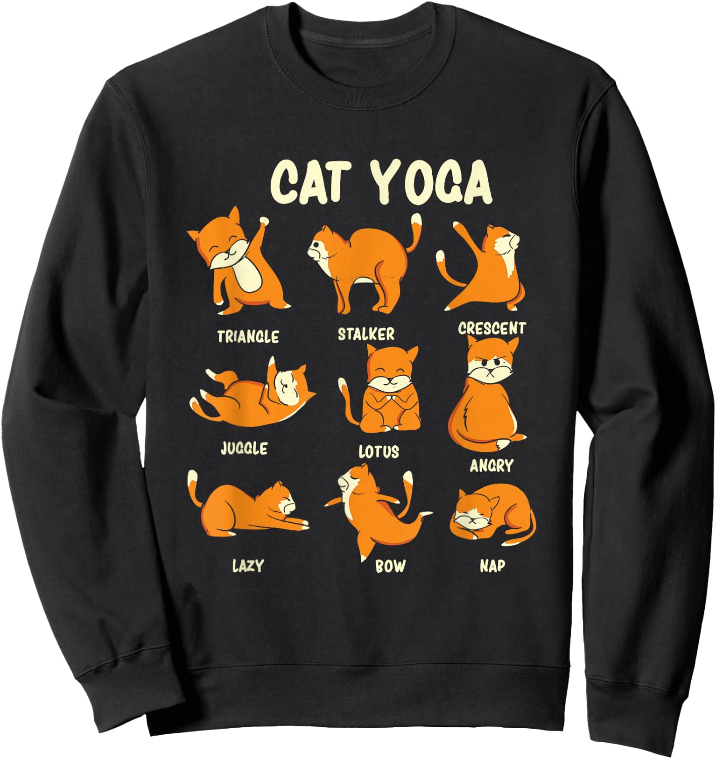 Funny Cat Yoga Poses Kitten Meditation Sweatshirt - Sweatshirt | Black