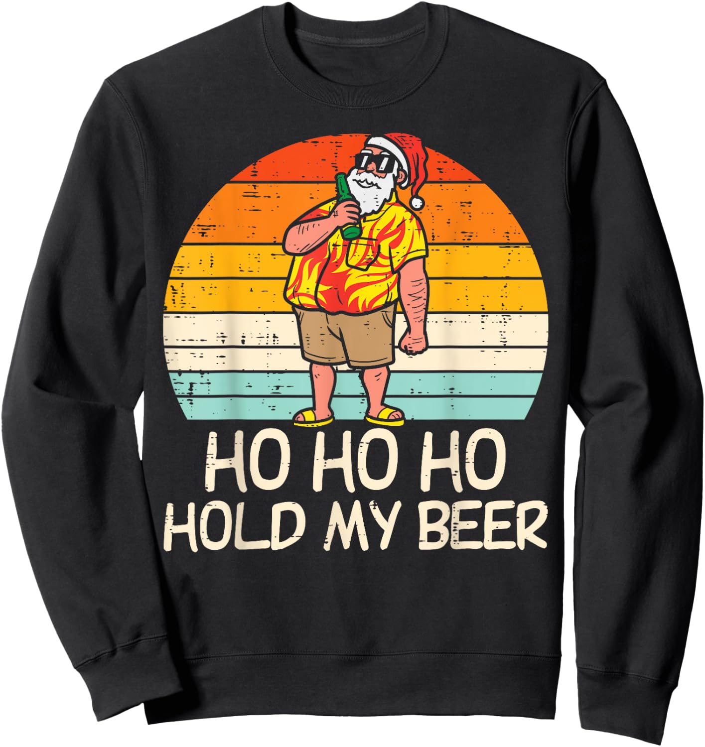 Ho Ho Hold My Beer Santa Summer Christmas In July Drinking Women Sweatshirt - Sweatshirt | Black