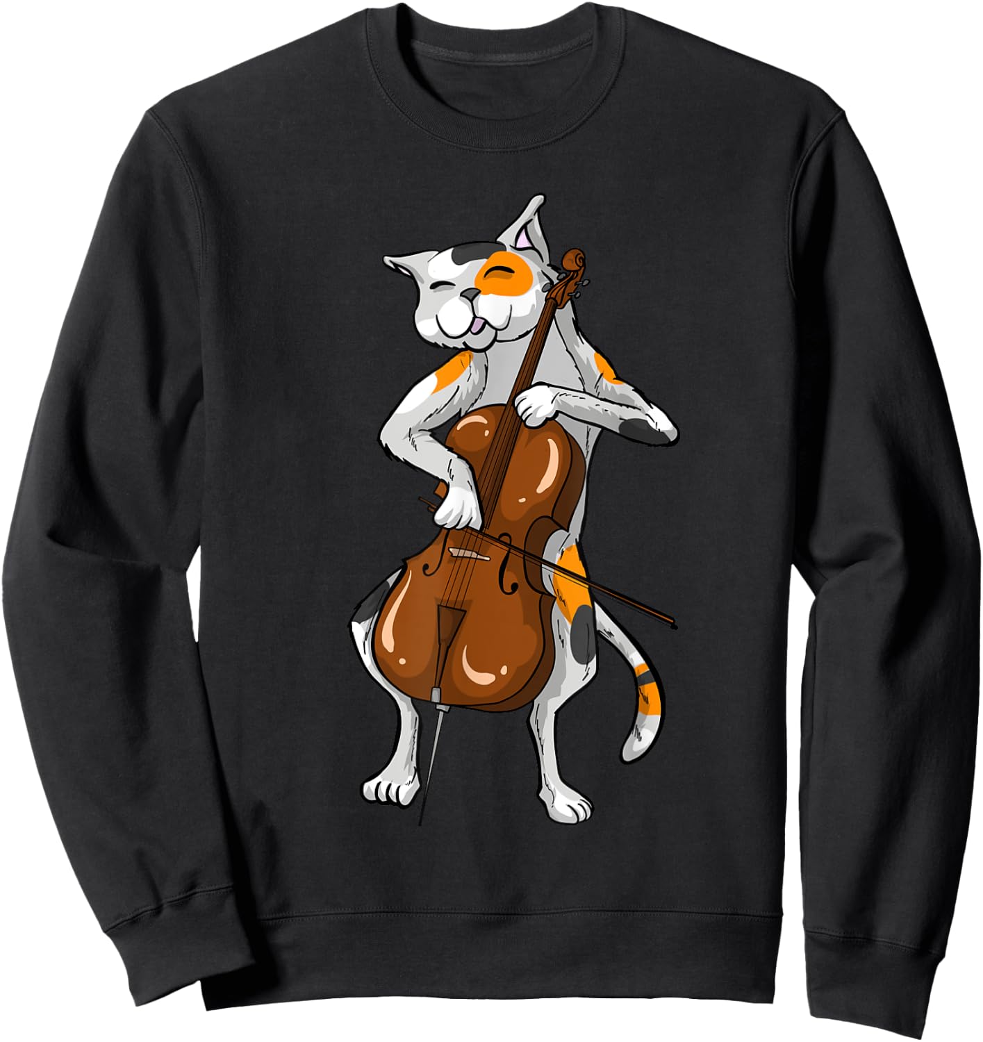 Cool Cat Playing Cello | Funny Kitten Instrument Player Gift Sweatshirt - Sweatshirt | Black
