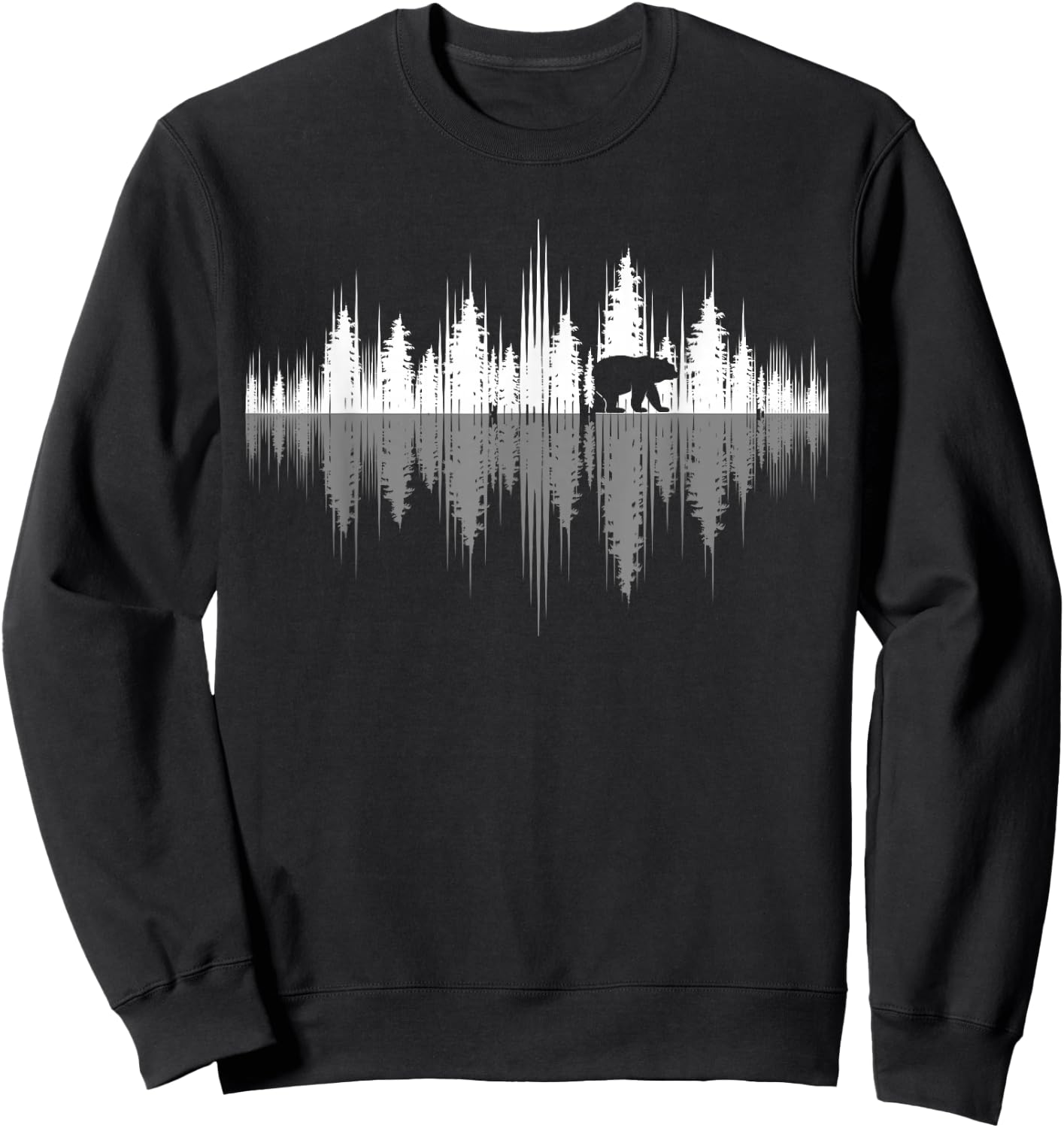 Wildlife Animal Outdoor Trees Reflection Forest Nature Bear Sweatshirt - Sweatshirt | Black