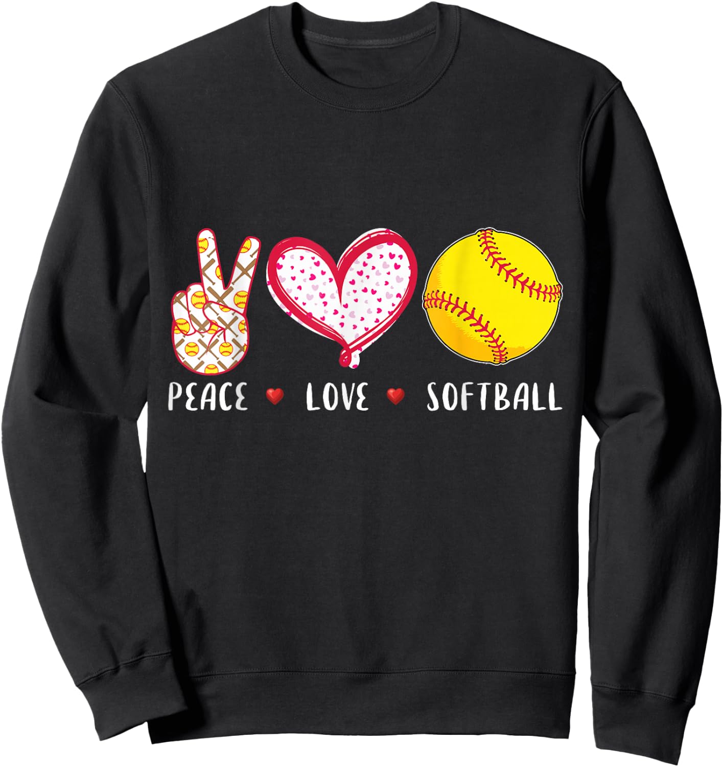 peace love softball Gift coach Sweatshirt - Sweatshirt | Black