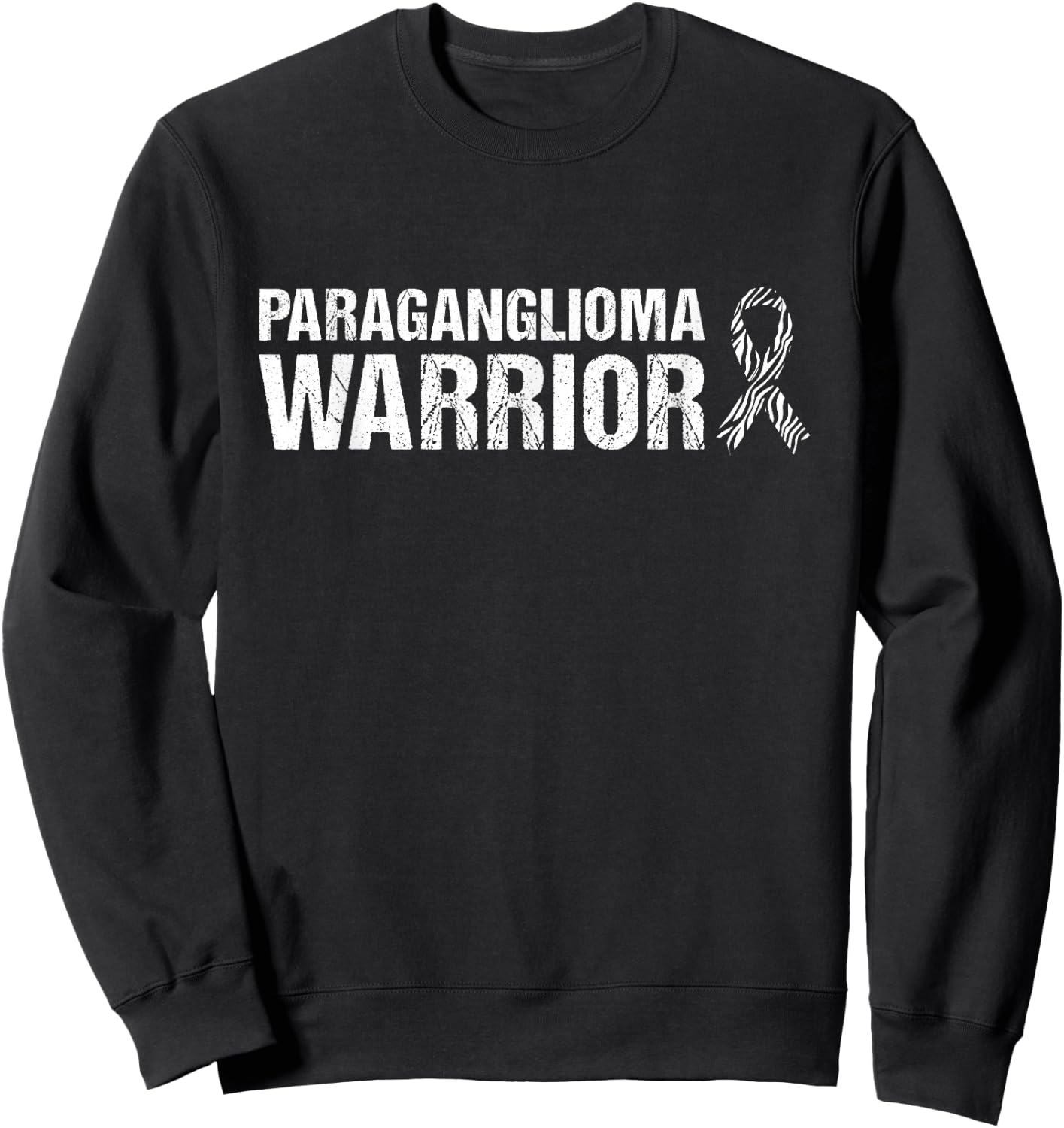 Paraganglioma Warrior Paraganglioma Awareness Zebra Ribbon Sweatshirt - Sweatshirt | Black