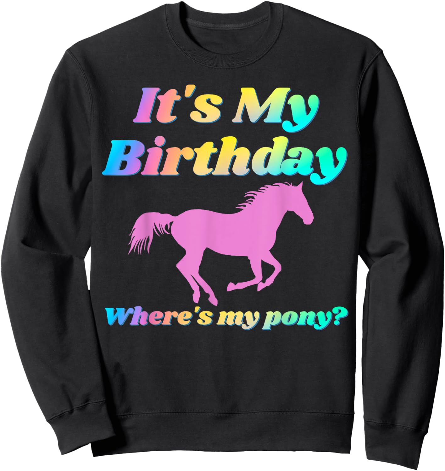 It's My Birthday Horse Lover Adult Funny Party Happy Gift Sweatshirt - Sweatshirt | Black