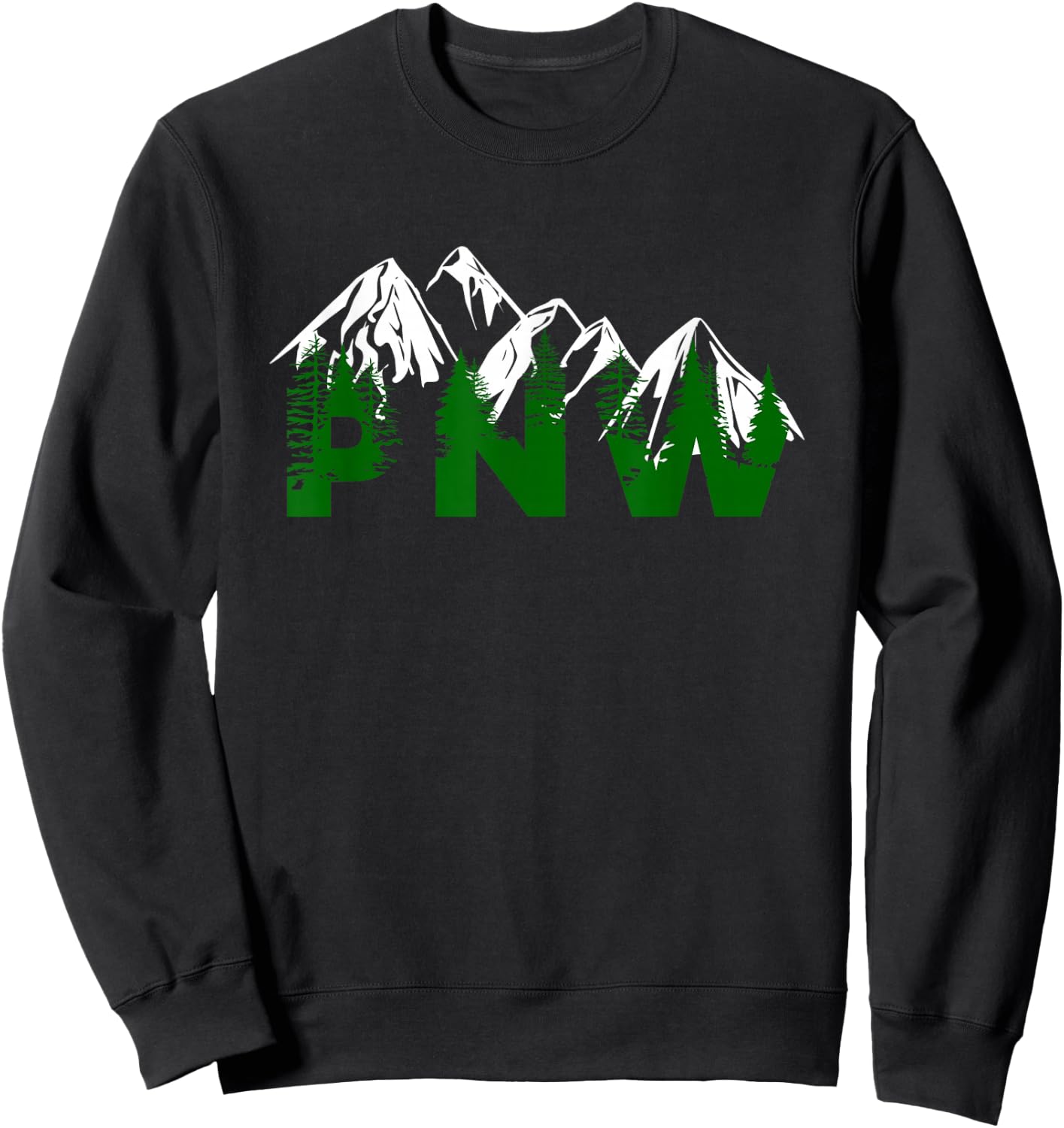 Pacific Northwest PNW Pine Trees Mountains Gift Sweatshirt - Sweatshirt | Black