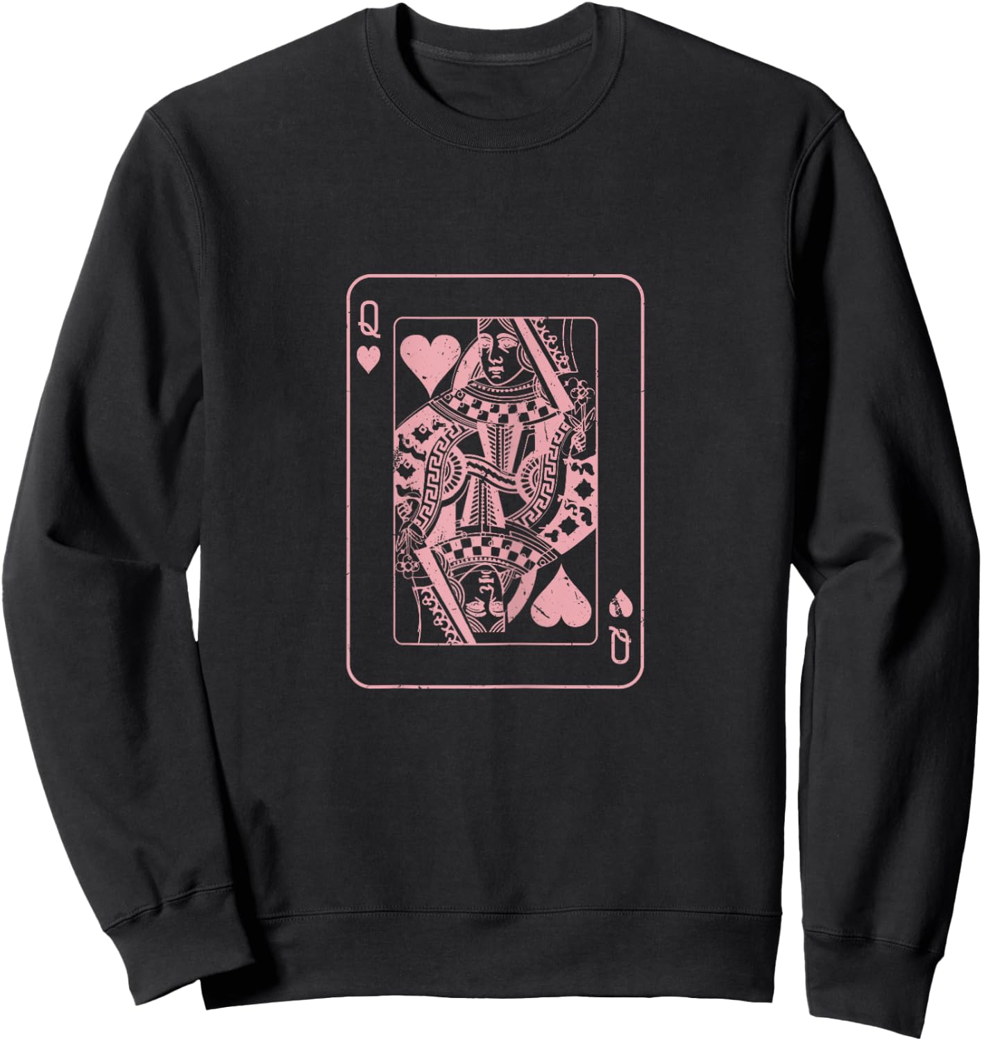 Heart Lady Playing Card - Poker Skat Double Head Wedding Couple Sweatshirt - Sweatshirt | Black