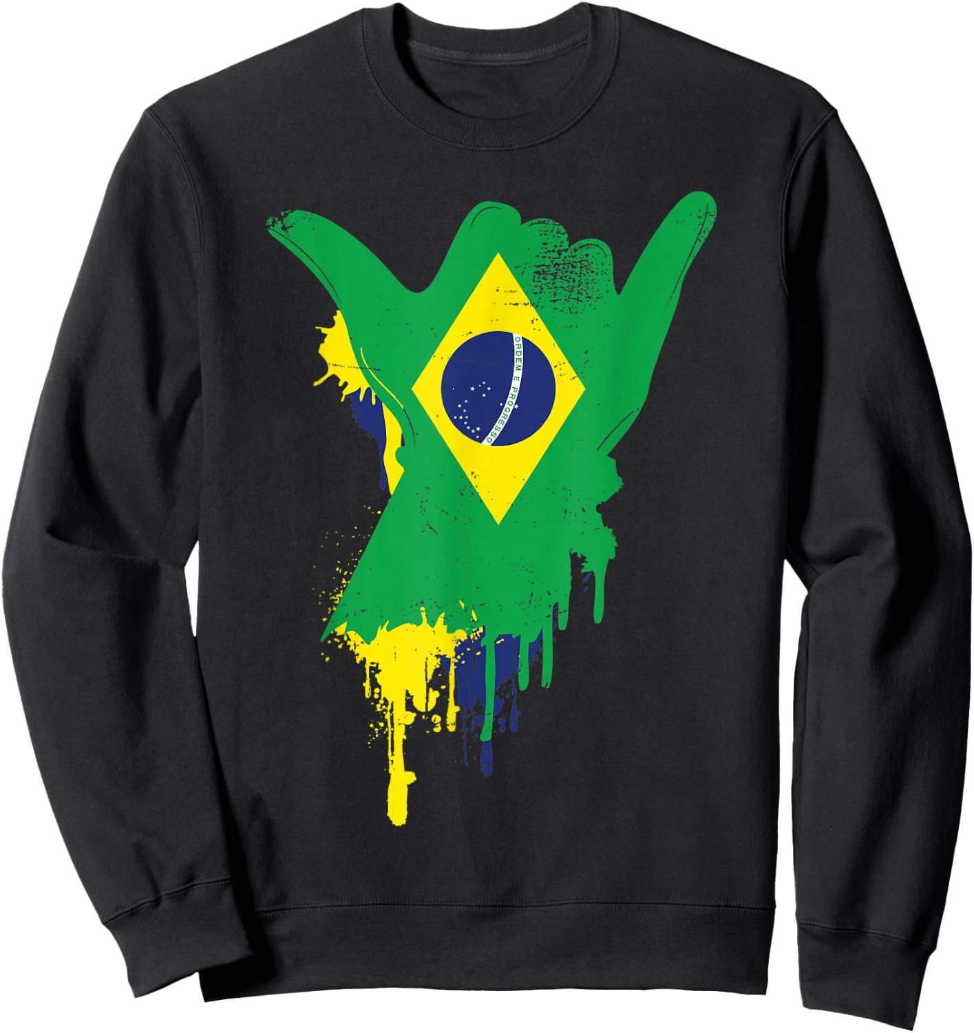 Shaka Sign Vintage Brazil Flag - Surfing & Surf Sweatshirt - Sweatshirt | Black