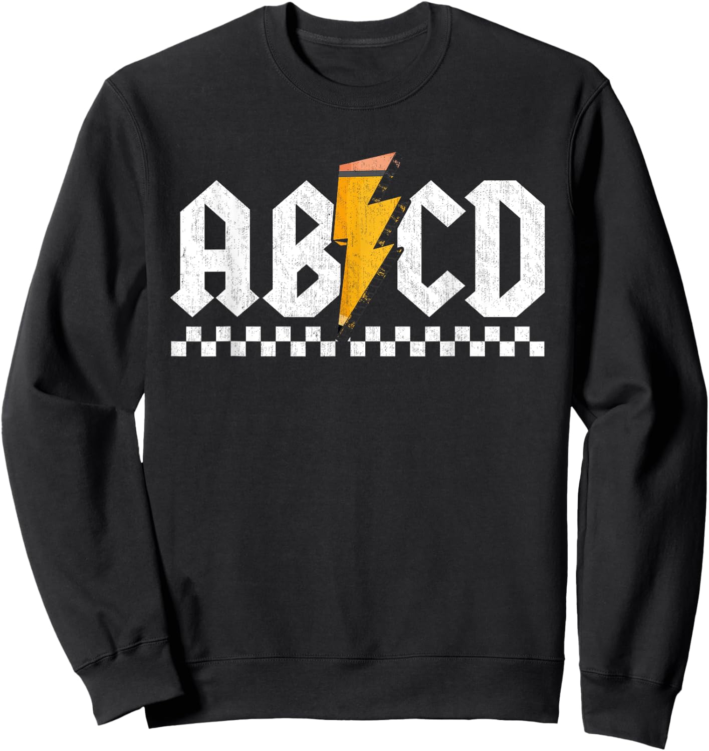 Lightning Pencil Rock'n Roll ABCD Teacher Back To School Kid Sweatshirt - Sweatshirt | Black