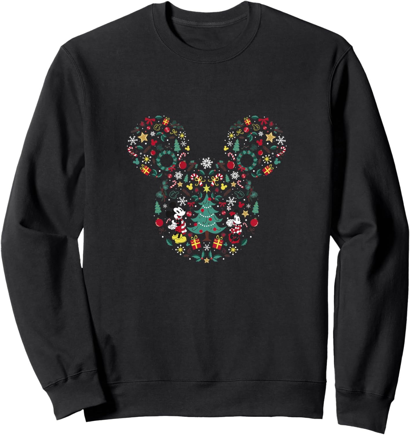 Kids Disney Mickey And Friends Christmas Icon Holiday Toddler Sweatshirt - Sweatshirt | Black
