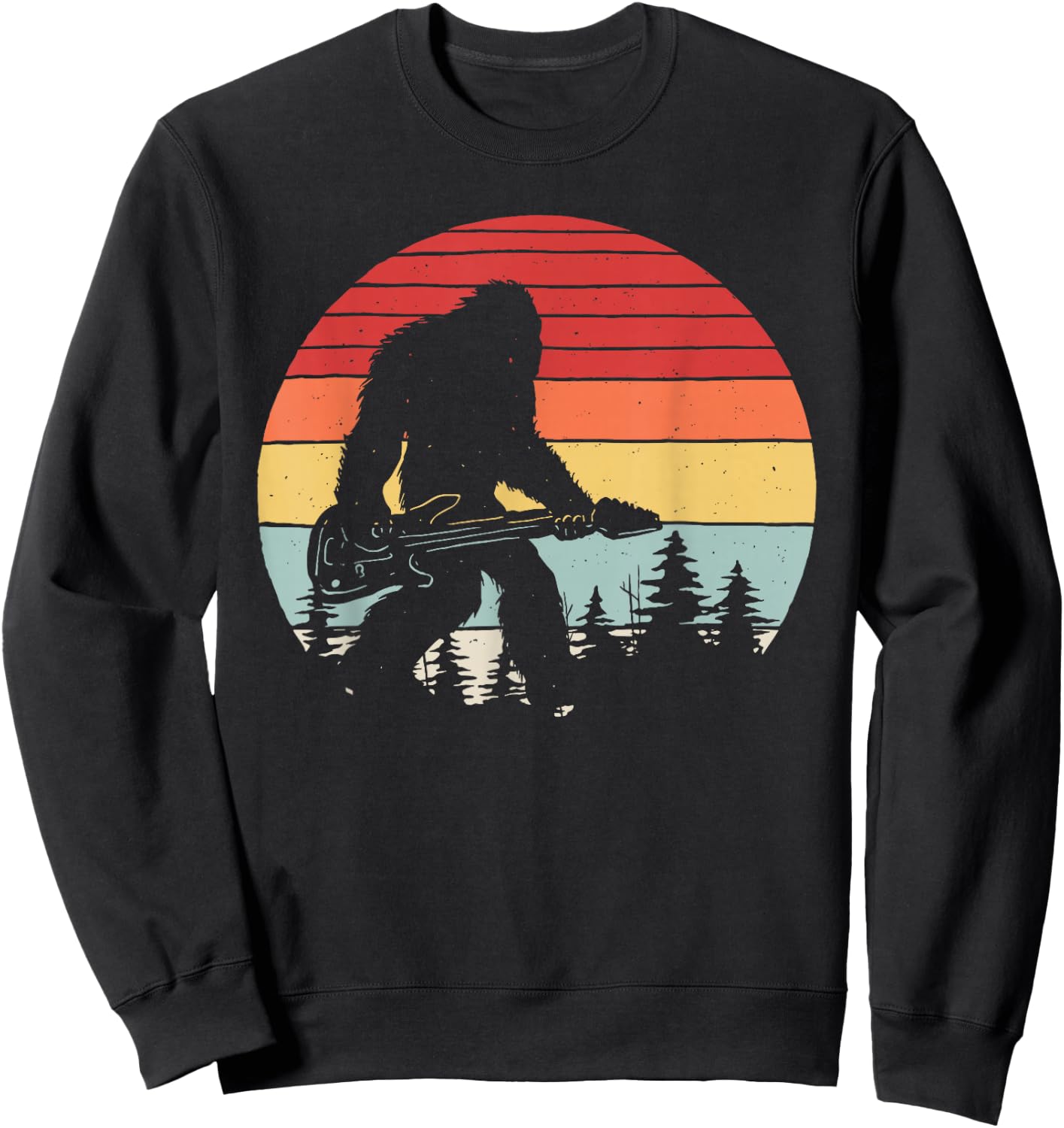 Vintage Retro Bigfoot Guitar Sweatshirt - Sweatshirt | Black