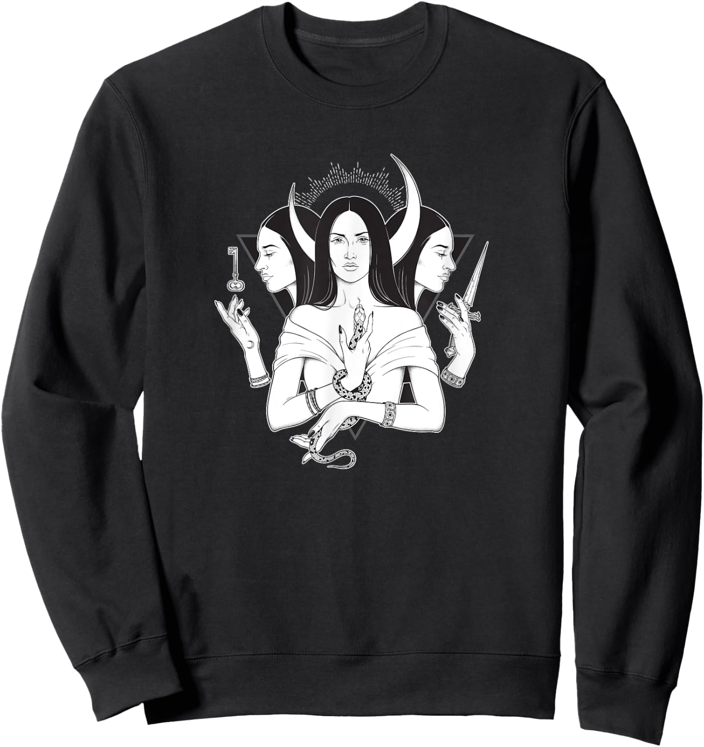 Goddess Hecate Triple Moon Goddess Pagan Wicca Triple Moon Sweatshirt - Sweatshirt | Black