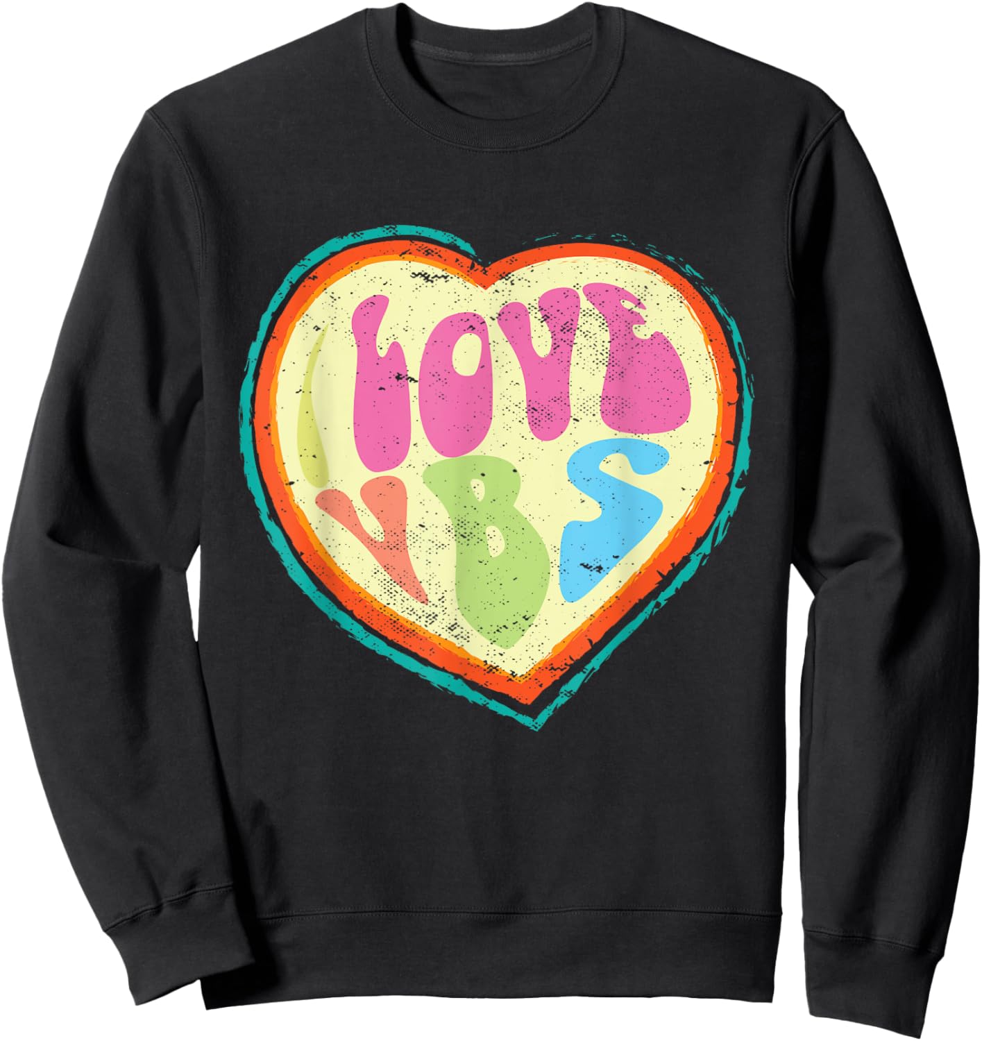 I Love VBS Hearts Vacation Bible School Crew Bible Study Sweatshirt - Sweatshirt | Black