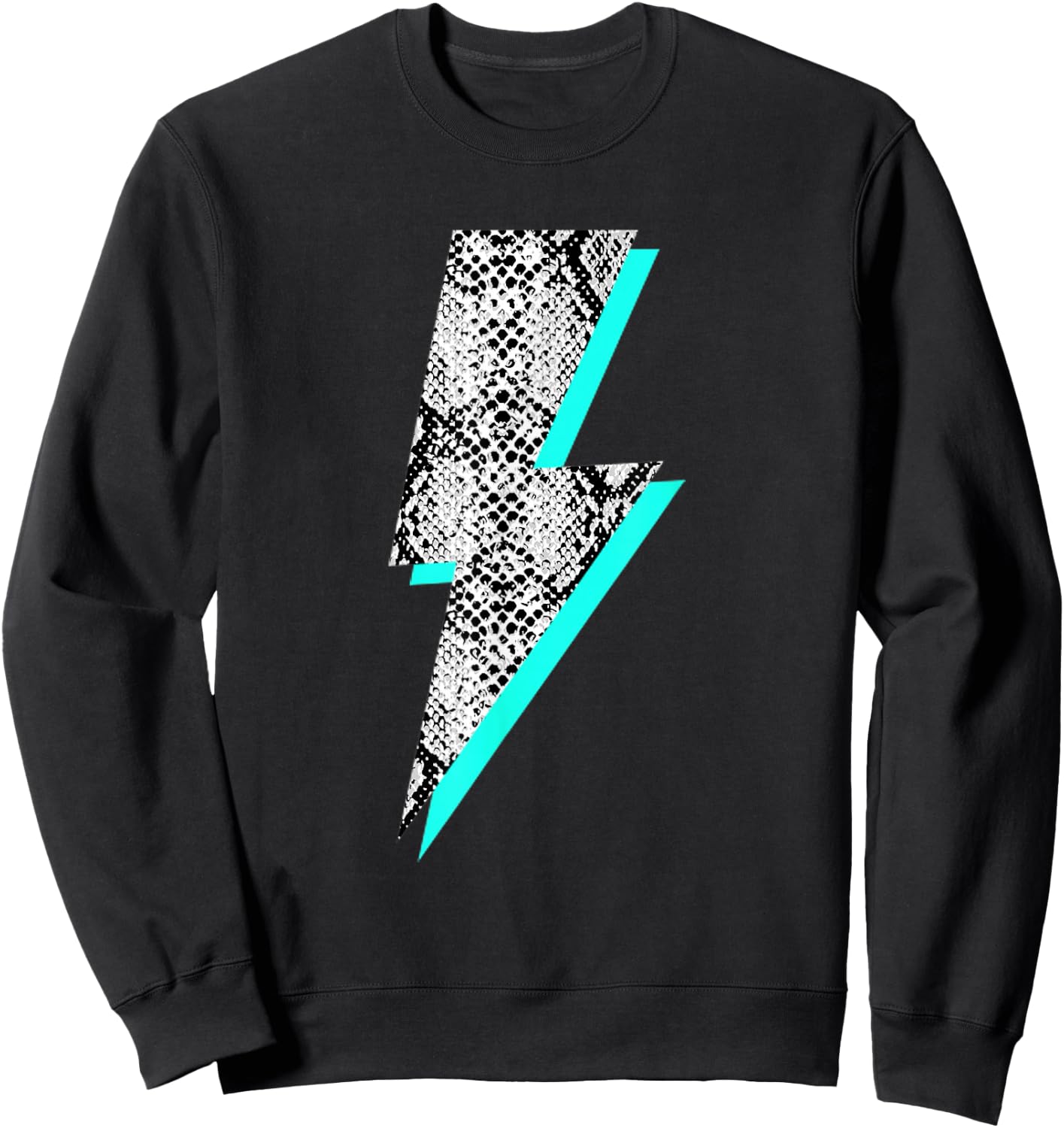 Snakeskin Lightning Bolt Animal Print Sweatshirt - Sweatshirt | Black