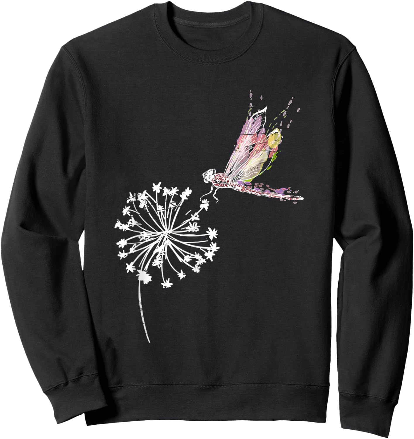 Dandelion Dragonfly Wildlife Gift Insect Dragonfly Sweatshirt - Sweatshirt | Black