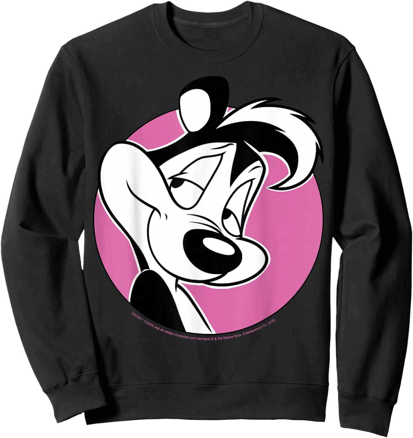 Looney Tunes Pepe Le Pew Pink Circle Portrait Small Sweatshirt - Sweatshirt | Black