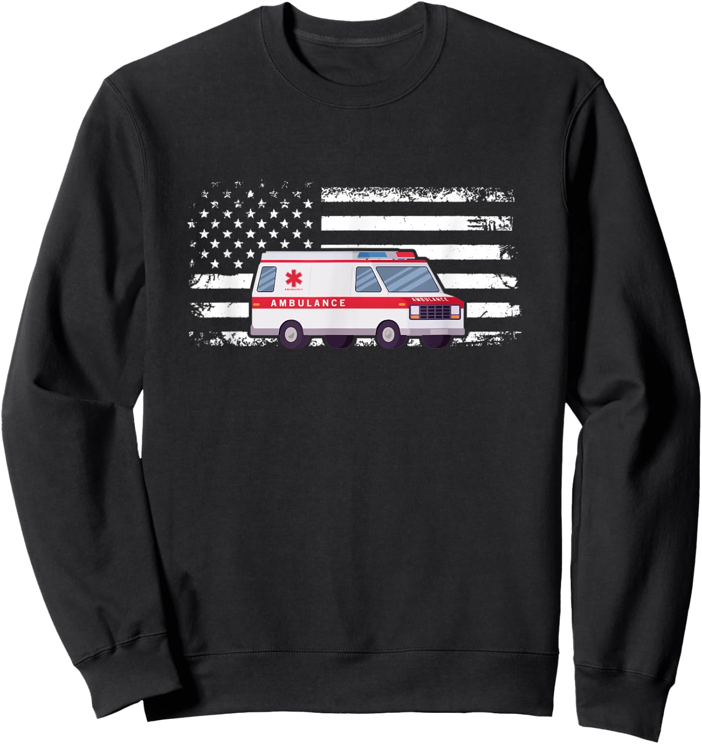 Ambulance Flag Ambulance Parademic EMT Sweatshirt - Sweatshirt | Black