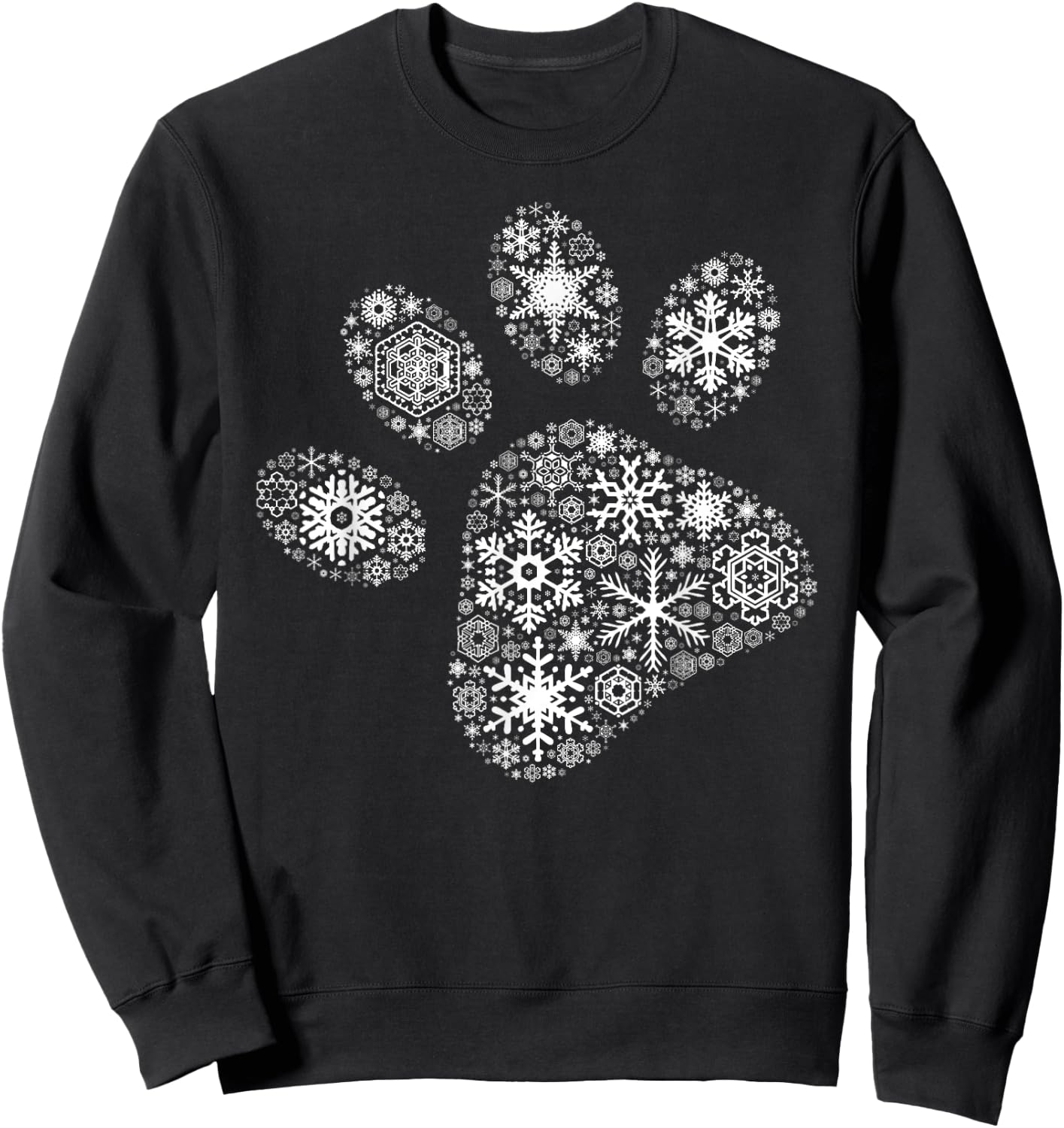 Xmas Costume Cute Animal Gifts Snowflake Puppy Merry Christmas Gifts - Dog Paw Print - Black, -Adults/Kids, Short Sleeve, Small, Classic Fit, Cotton 60% Polyester 40% Sweatshirt - Sweatshirt | Black