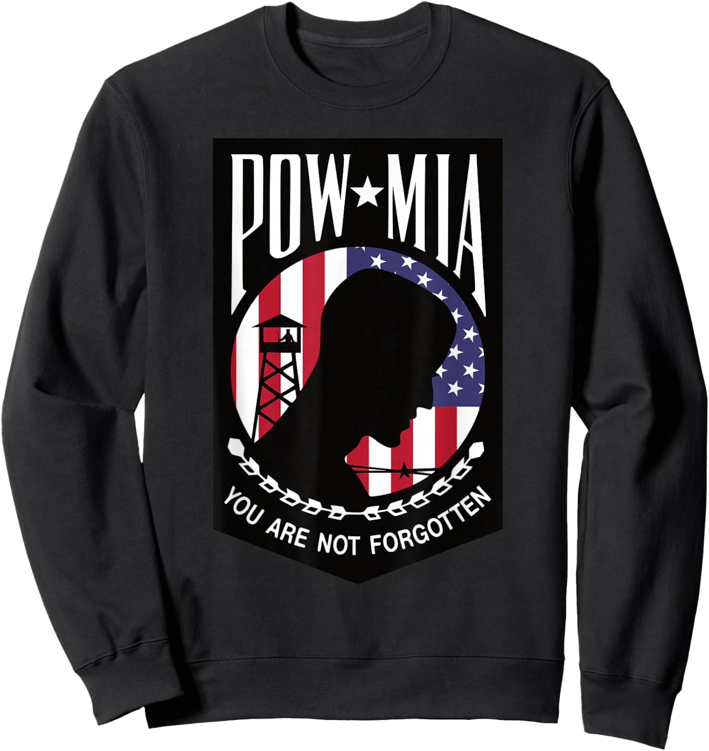 Pow Mia USA Flag You are not Forgotten Sweatshirt - Sweatshirt | Black