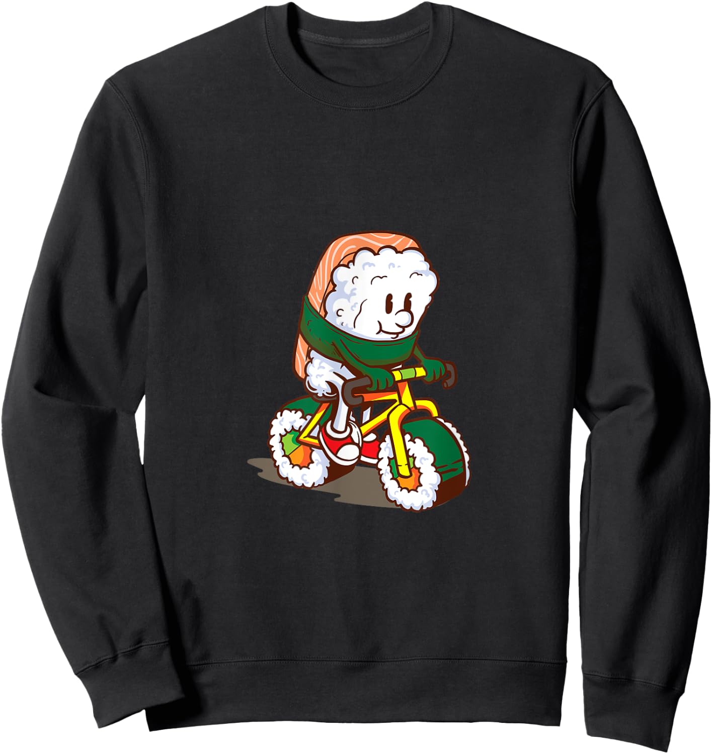 Cute Japanese Bicycle Sushi Salmon Asian Kitchen Food Sweatshirt - Sweatshirt | Black