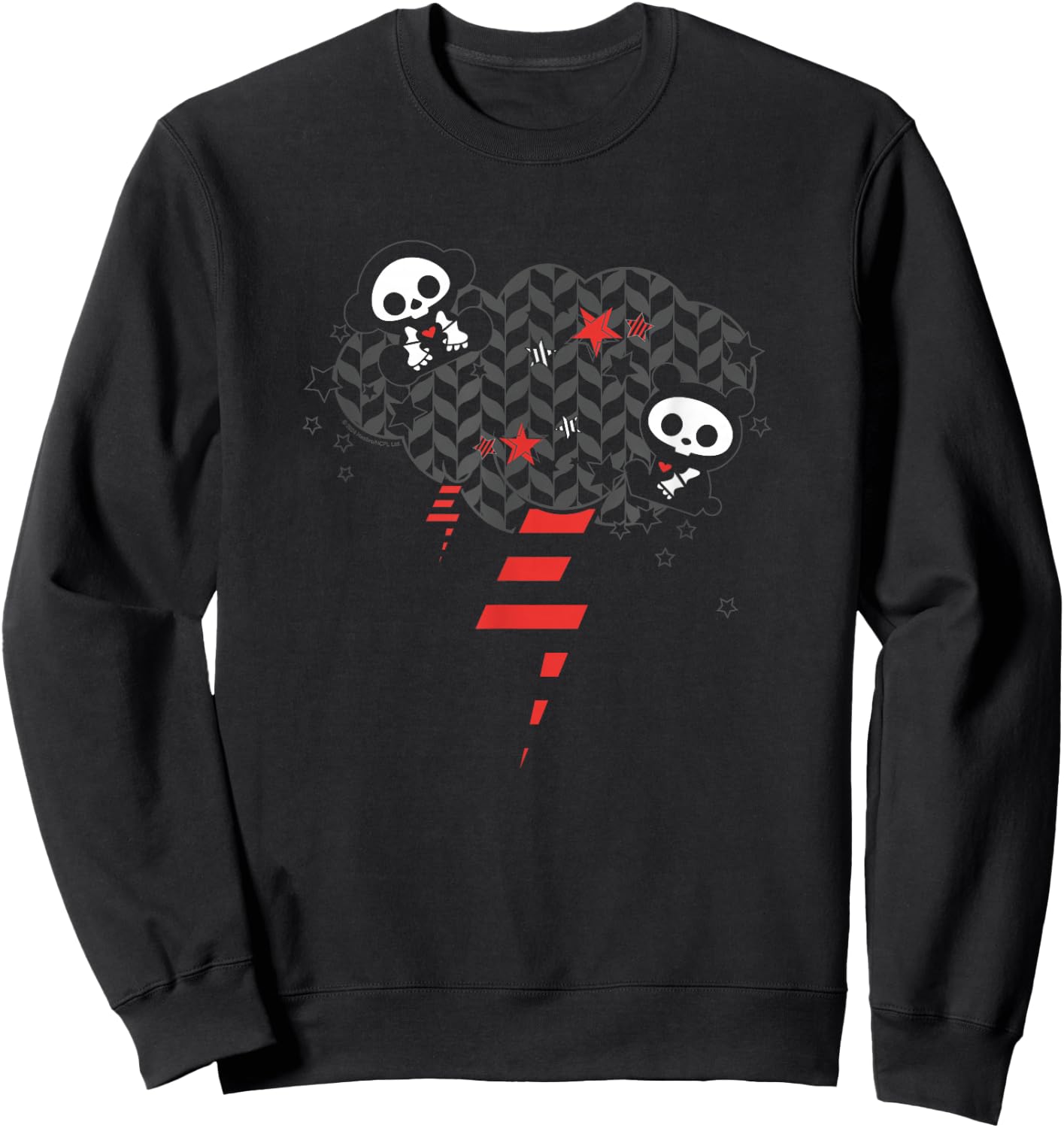 Skelanimals Panda Retro Rocker Striped Lightning Icons Sweatshirt - Sweatshirt | Black