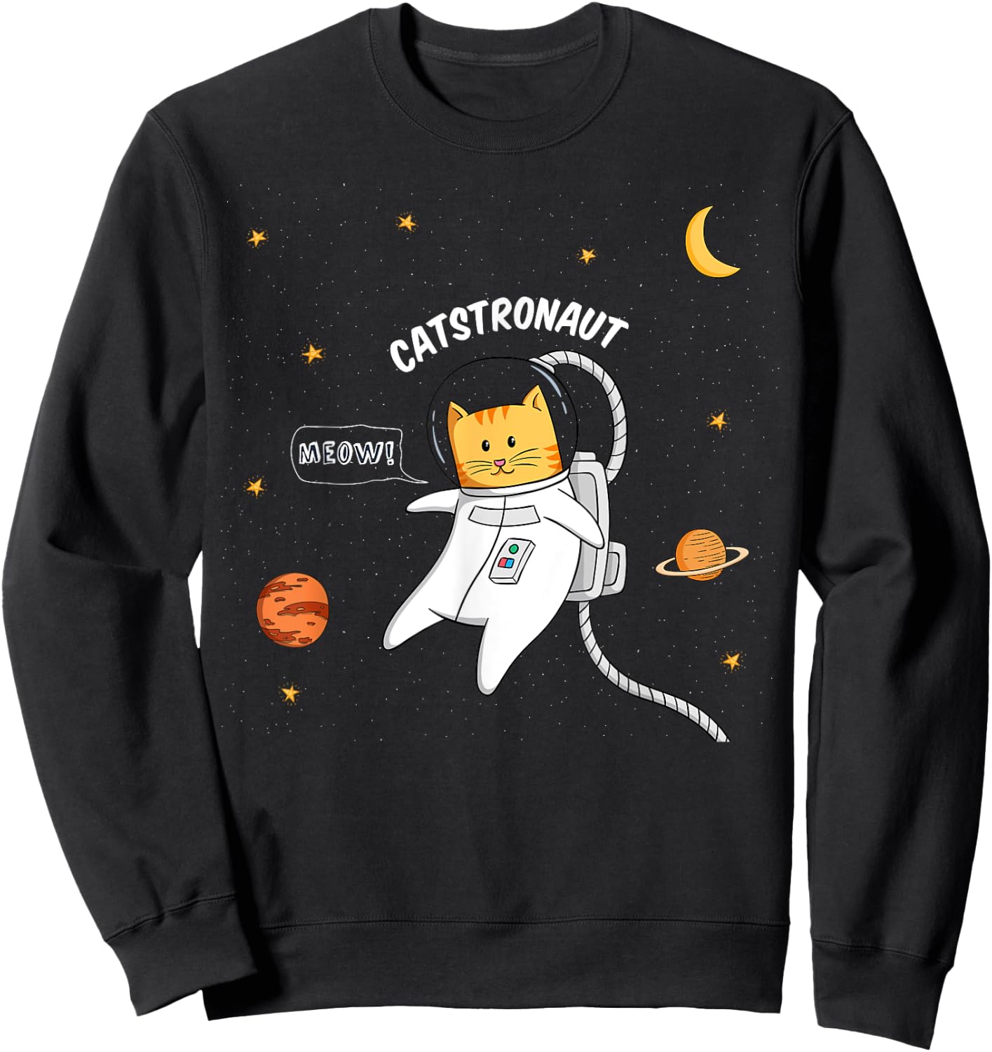 Catstronaut - Cute Astronaut Cat Flying in Space Men Women Girls Kids Sweatshirt - Sweatshirt | Black