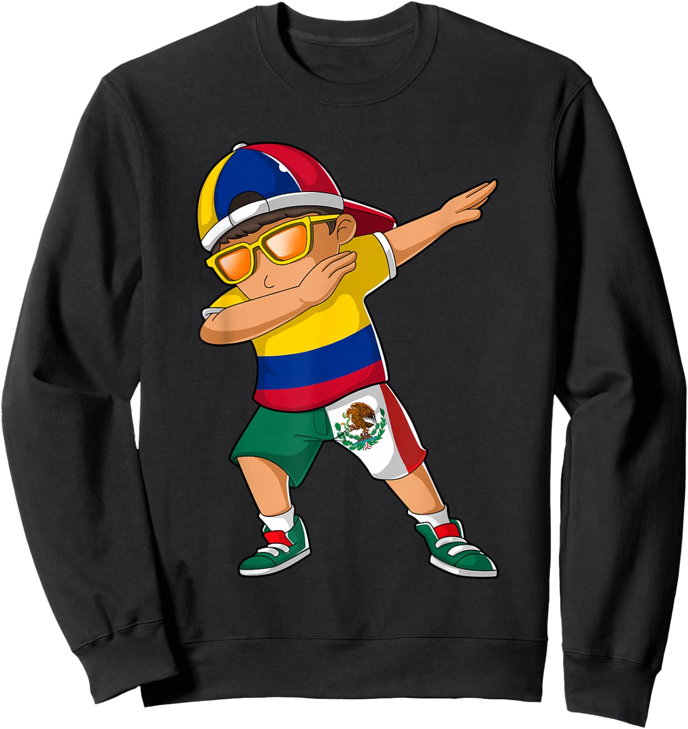 Half Colombian Half Mexican Boy Colombia Mexico Flag Sweatshirt - Sweatshirt | Black