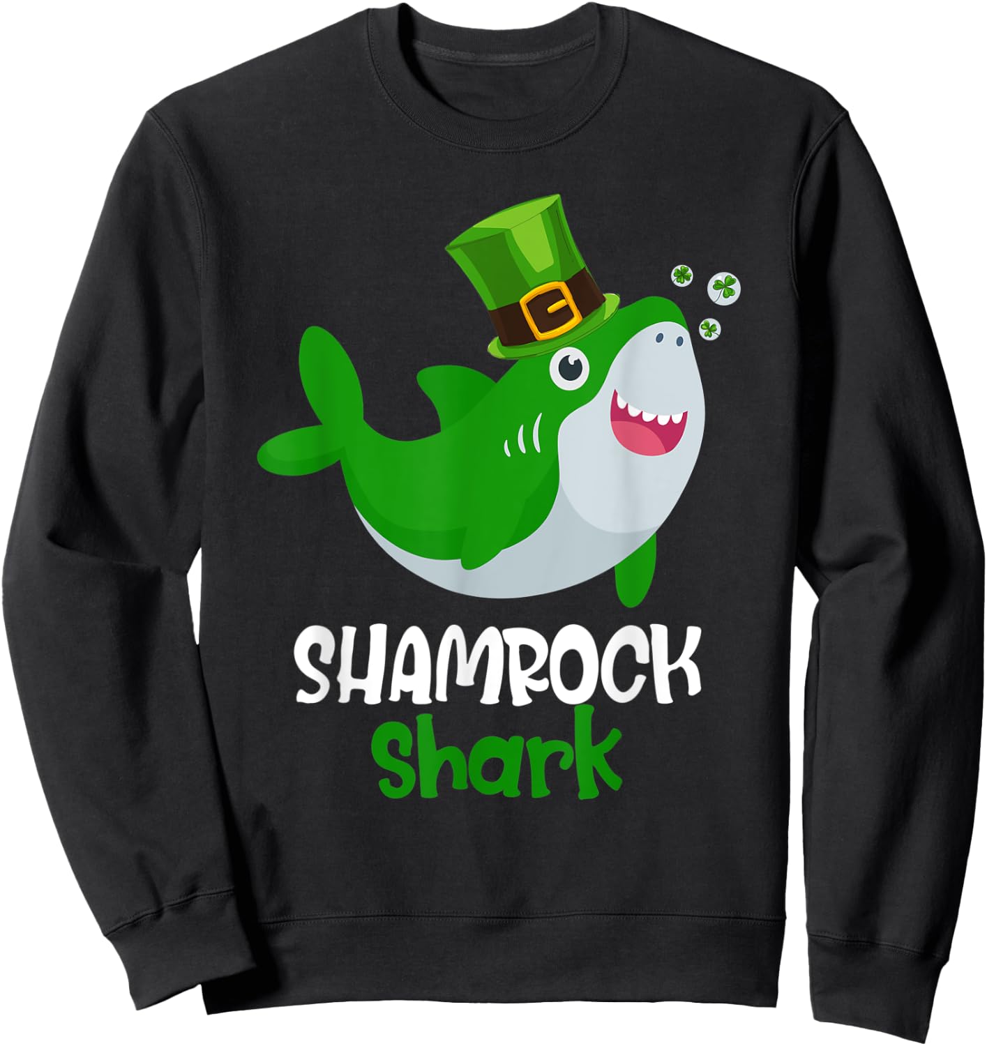Shamrock Shark Funny St Patrick's Day Leprechaun Gift Kids Sweatshirt - Sweatshirt | Black