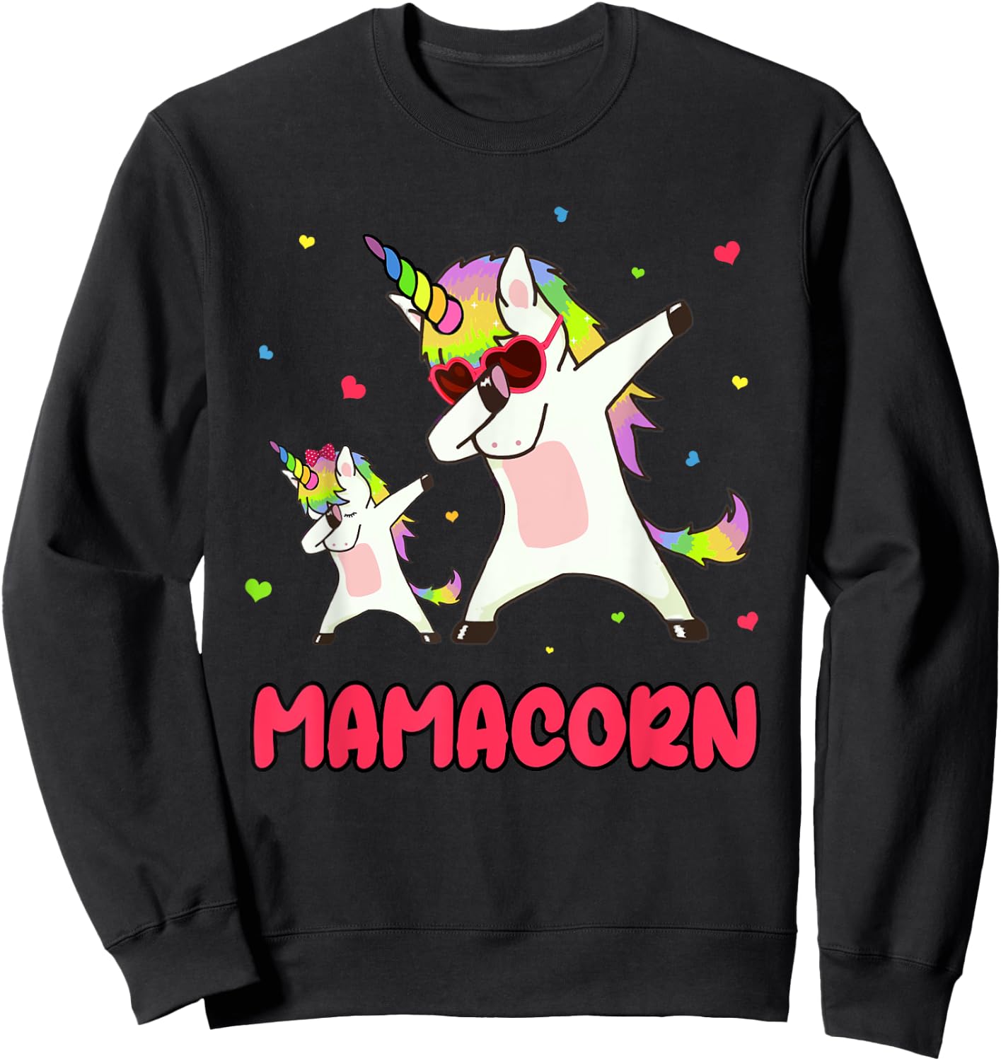 Mamacorn Dabbing Unicorn Mom Unicorn Girl Mommy Birthday Sweatshirt - Sweatshirt | Black