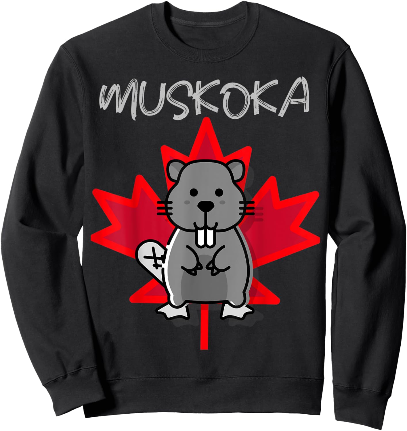 Muskoka Ontario Canada Beaver Poster Gift Sweatshirt - Sweatshirt | Black