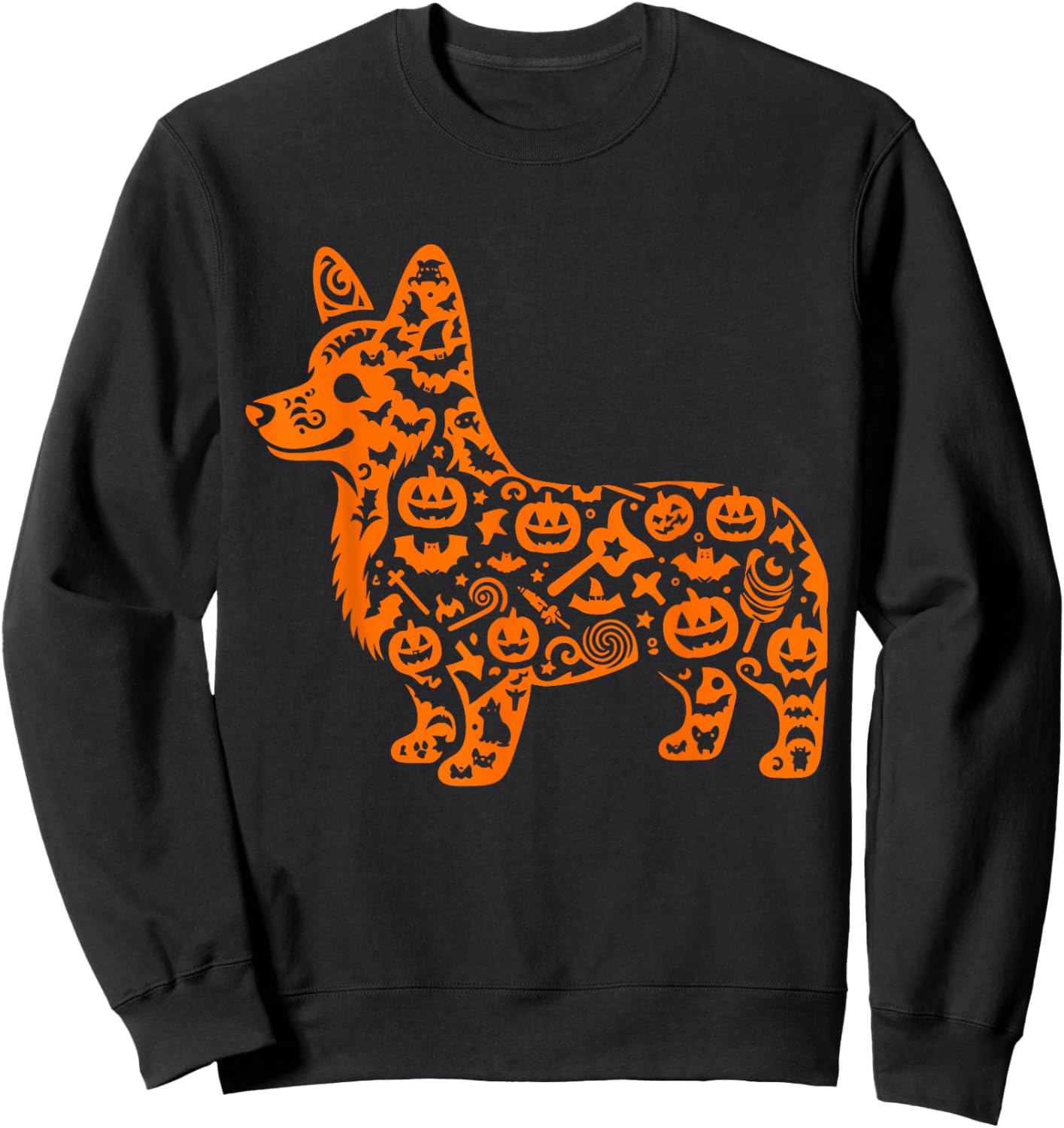 Funny Pumpkin Corgi Candy Halloween Kids Sweatshirt - Sweatshirt | Black