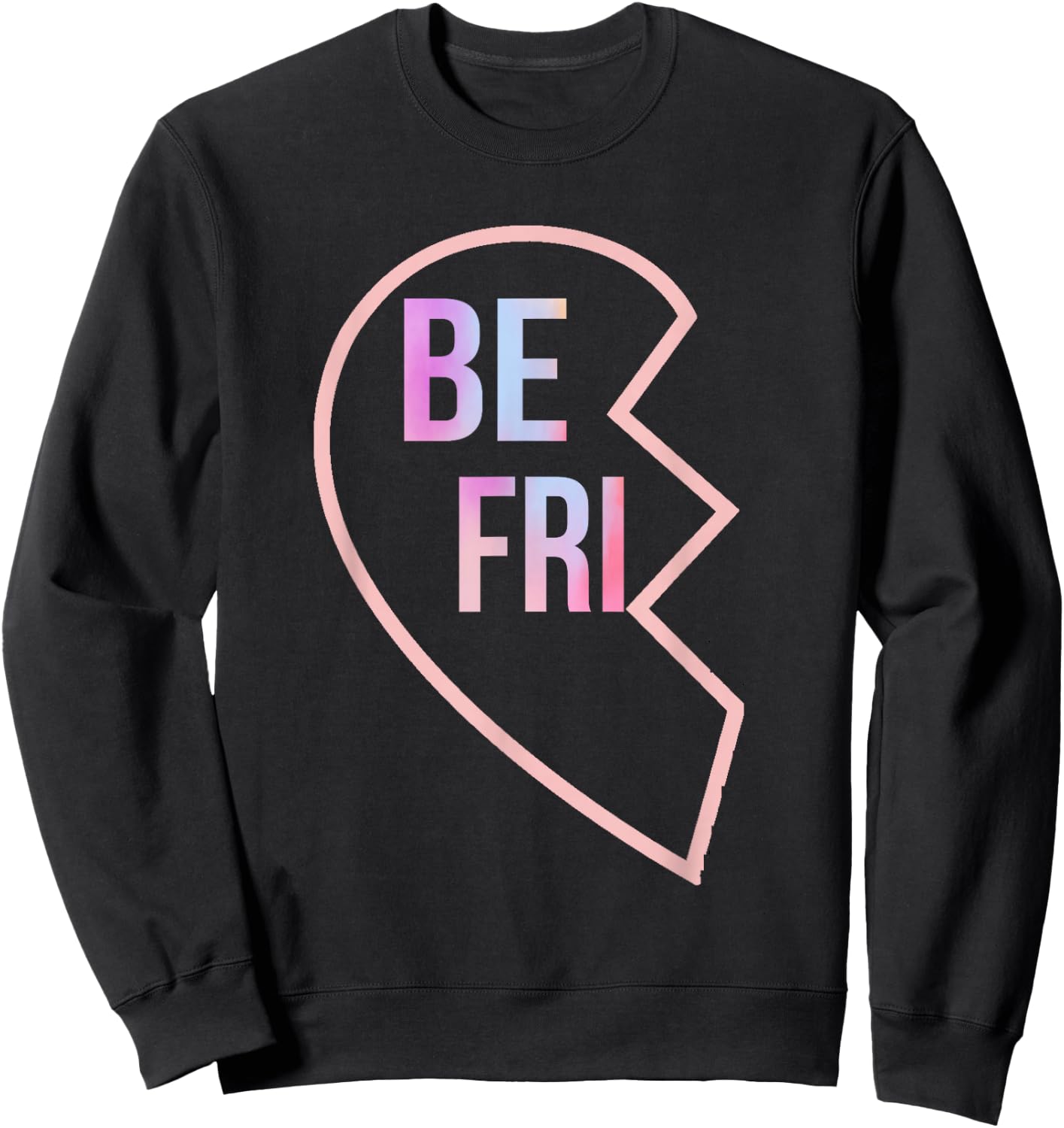 BFF 1 Heart in 2 Best Friends Matching 1st Part Sweatshirt - Sweatshirt | Black