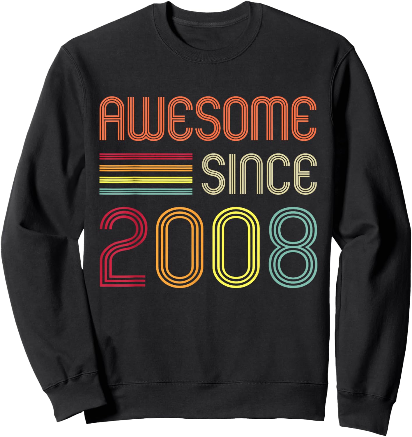 Awesome Since 2008 14th Birthday Retro Short Sleeve Sweatshirt - Sweatshirt | Black