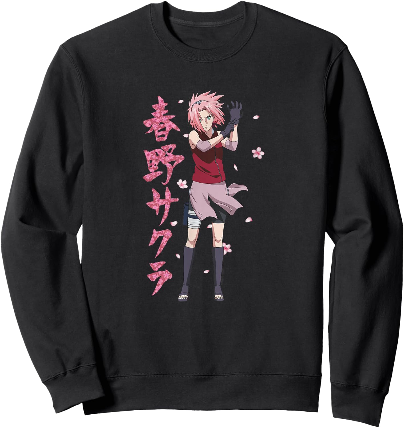 Naruto Shippuden Sakura Cherry Blossoms Anime Sweatshirt - Sweatshirt | Black