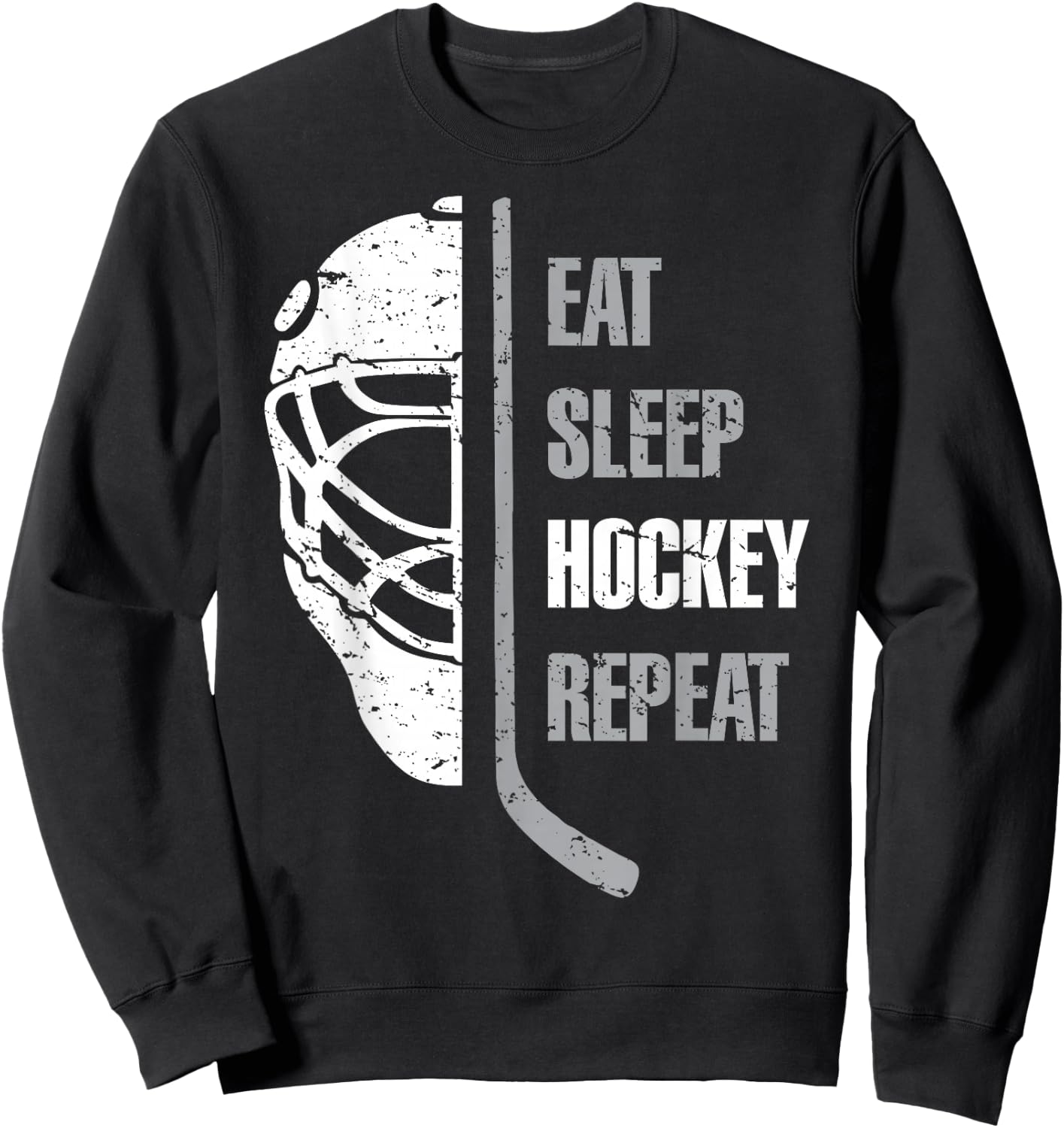 Eat Sleep Hockey Repeat Christmas For Teen Adult Hockey Sweatshirt - Sweatshirt | Black