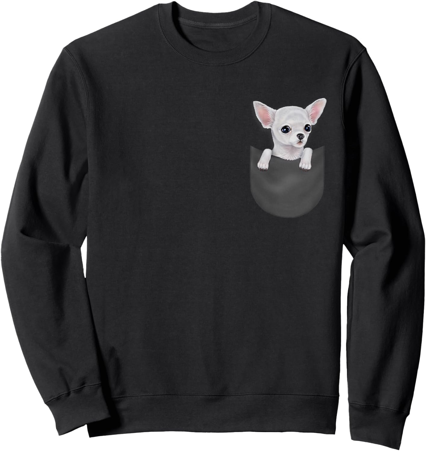 Fox Republic Design -Adults Black Cartoon Chihuahua Dog Sweatshirt - Sweatshirt | Black
