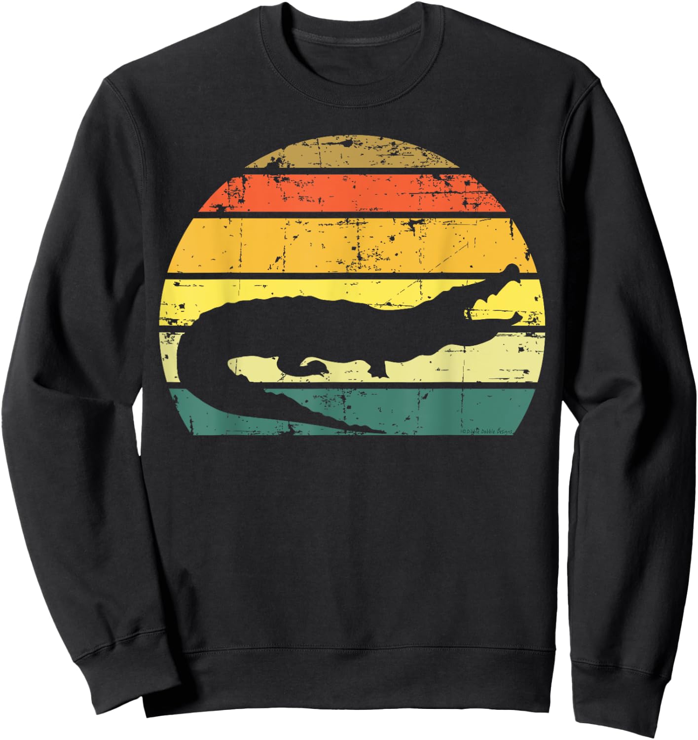 Retro Sunset Grunge Alligator Everglades Design Sweatshirt - Sweatshirt | Black
