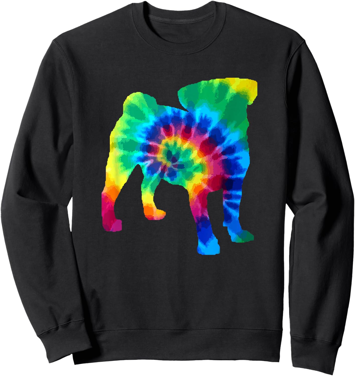 Pug Tie Dye Vintage Hippie Dog Pug Sweatshirt - Sweatshirt | Black