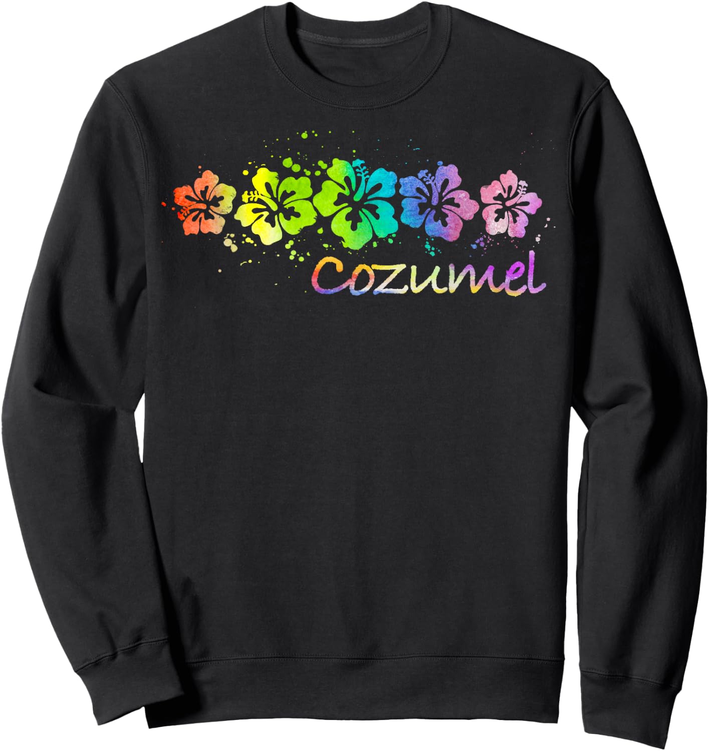 Cozumel, Mexico Watercolor Beach & Surf Sweatshirt - Sweatshirt | Black