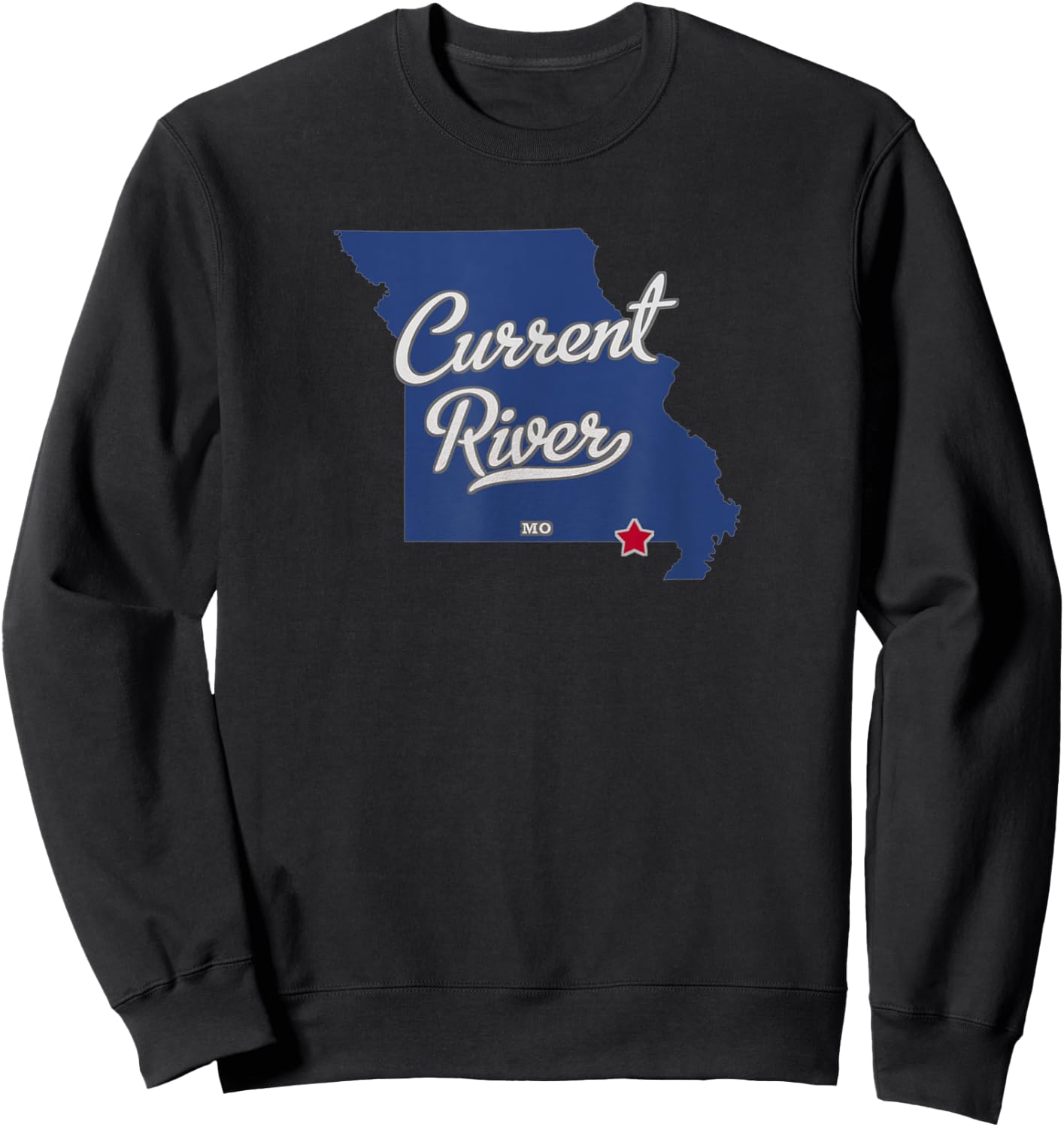 Current River Missouri MO Map Sweatshirt - Sweatshirt | Black