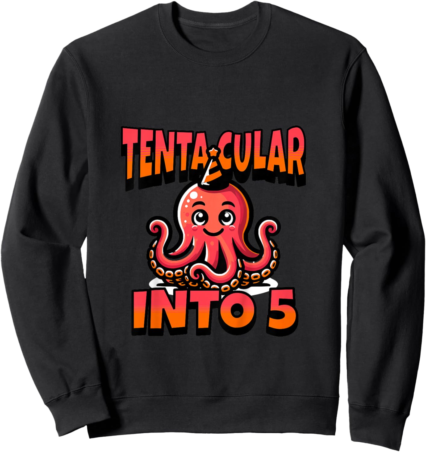 Kids Octopus Tentacular Into 5 Year Old 5th Birthday Boy Girl Sweatshirt - Sweatshirt | Black