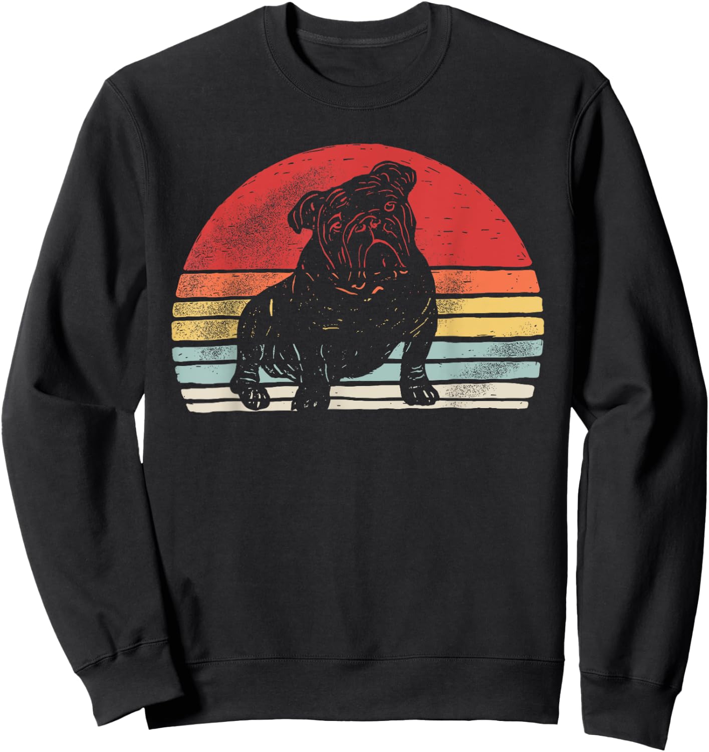 Vintage Retro Bulldog Dog Breed Men Women Kids Sweatshirt - Sweatshirt | Black