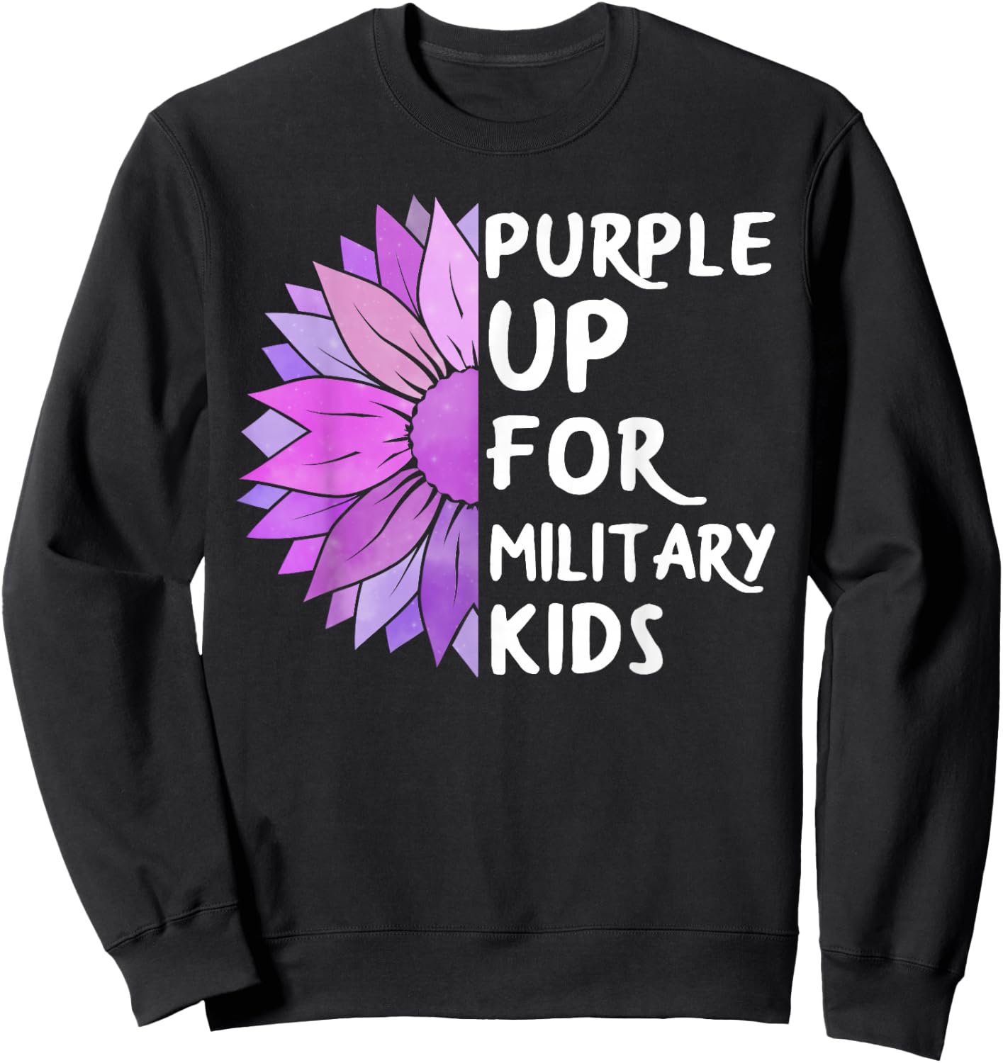 Purple Up Military Child Sunflower Military Brats Month Sweatshirt - Sweatshirt | Black