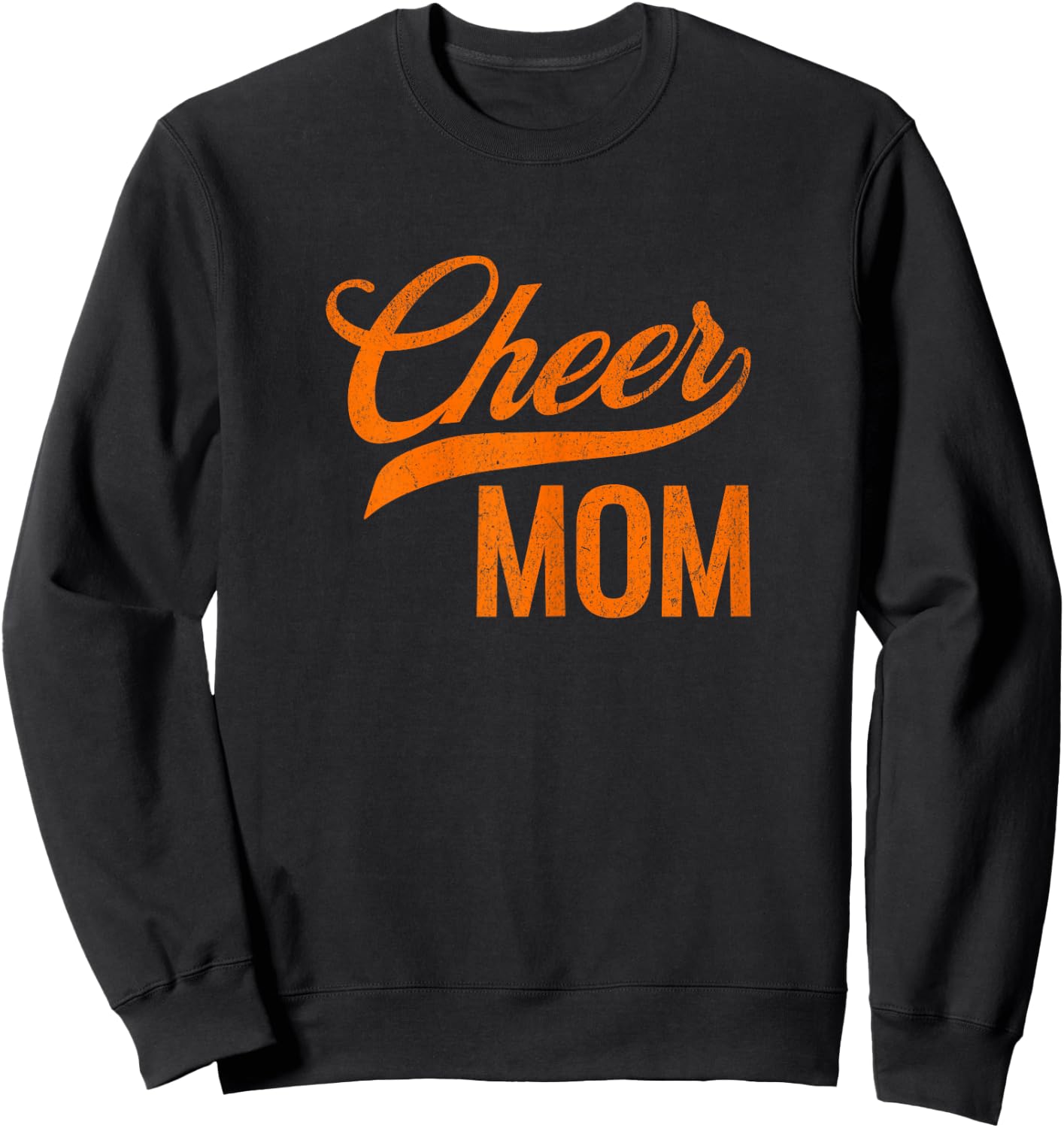 Cheer Mom Orange and Black Cheerleading Matching Parents Sweatshirt - Sweatshirt | Black