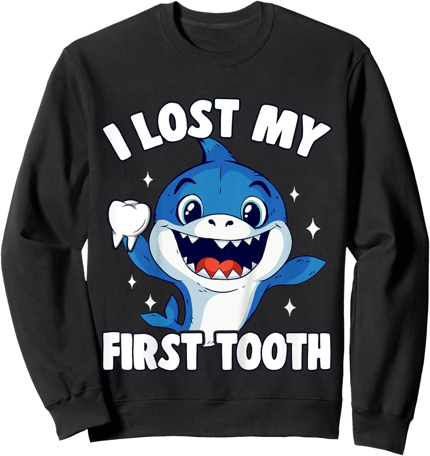 Kids I Lost My First Tooth Boys Tooth Fairy Teeth Out Funny Shark Sweatshirt - Sweatshirt | Black