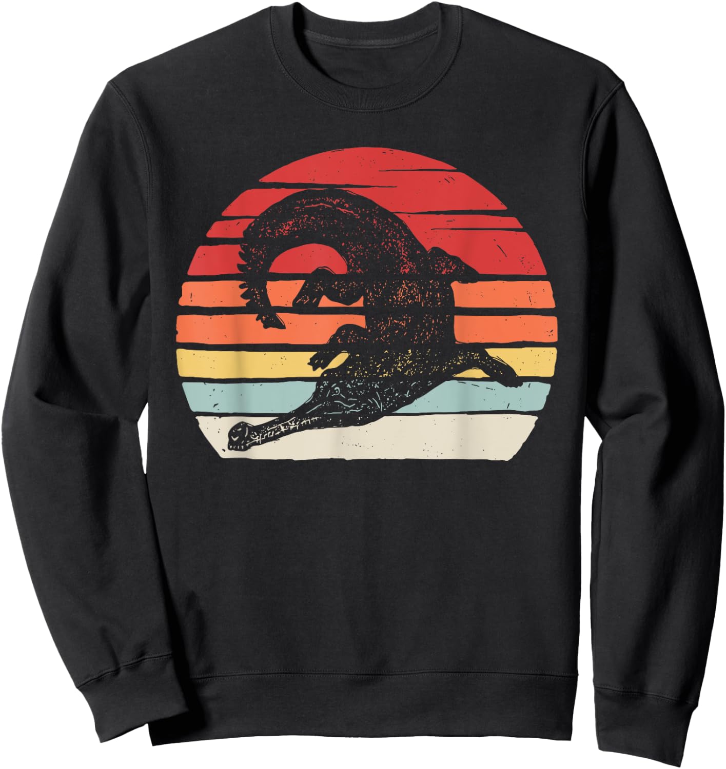 Catch Some Rays Vintage Retro Gharial Gavial Fish-Eating Crocodile Sweatshirt - Sweatshirt | Black