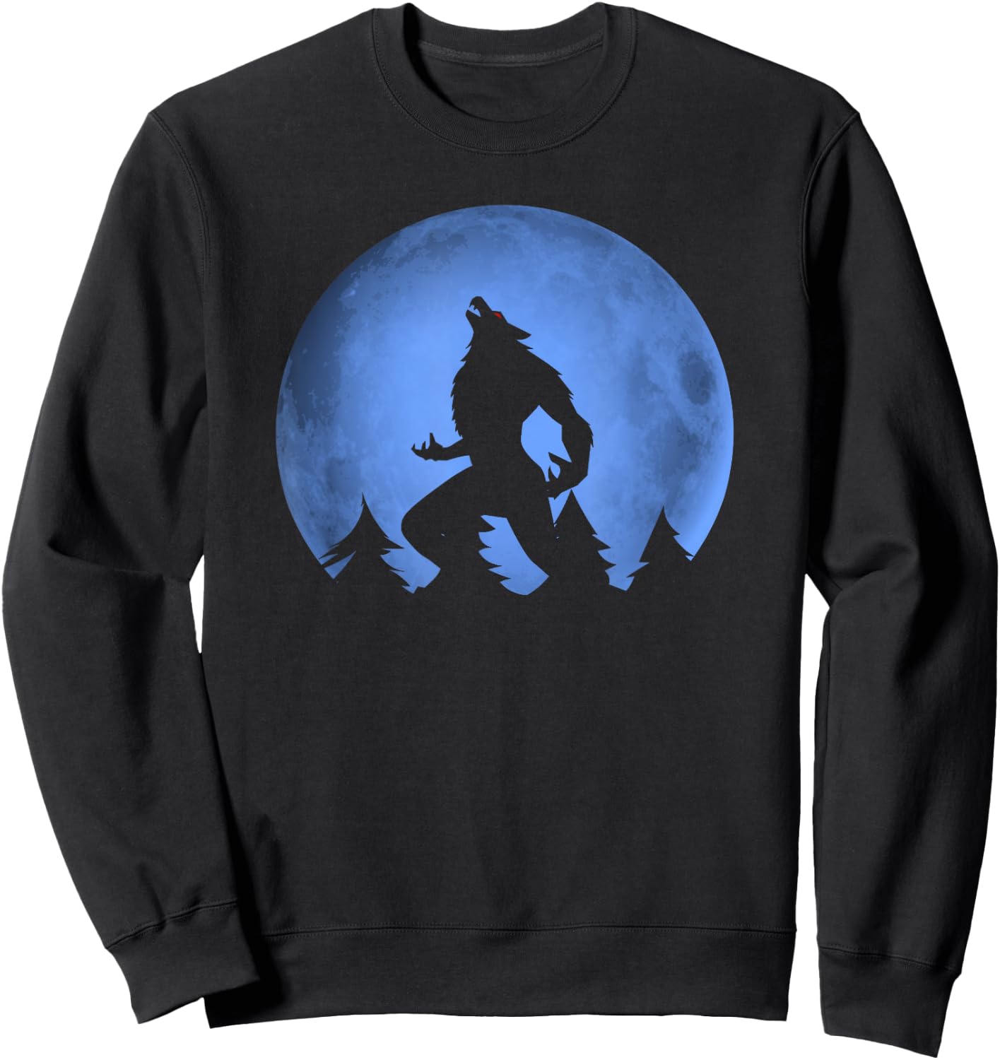 Wolf Halloween Costume Werewolf Blue Moon Scary Boys Sweatshirt - Sweatshirt | Black